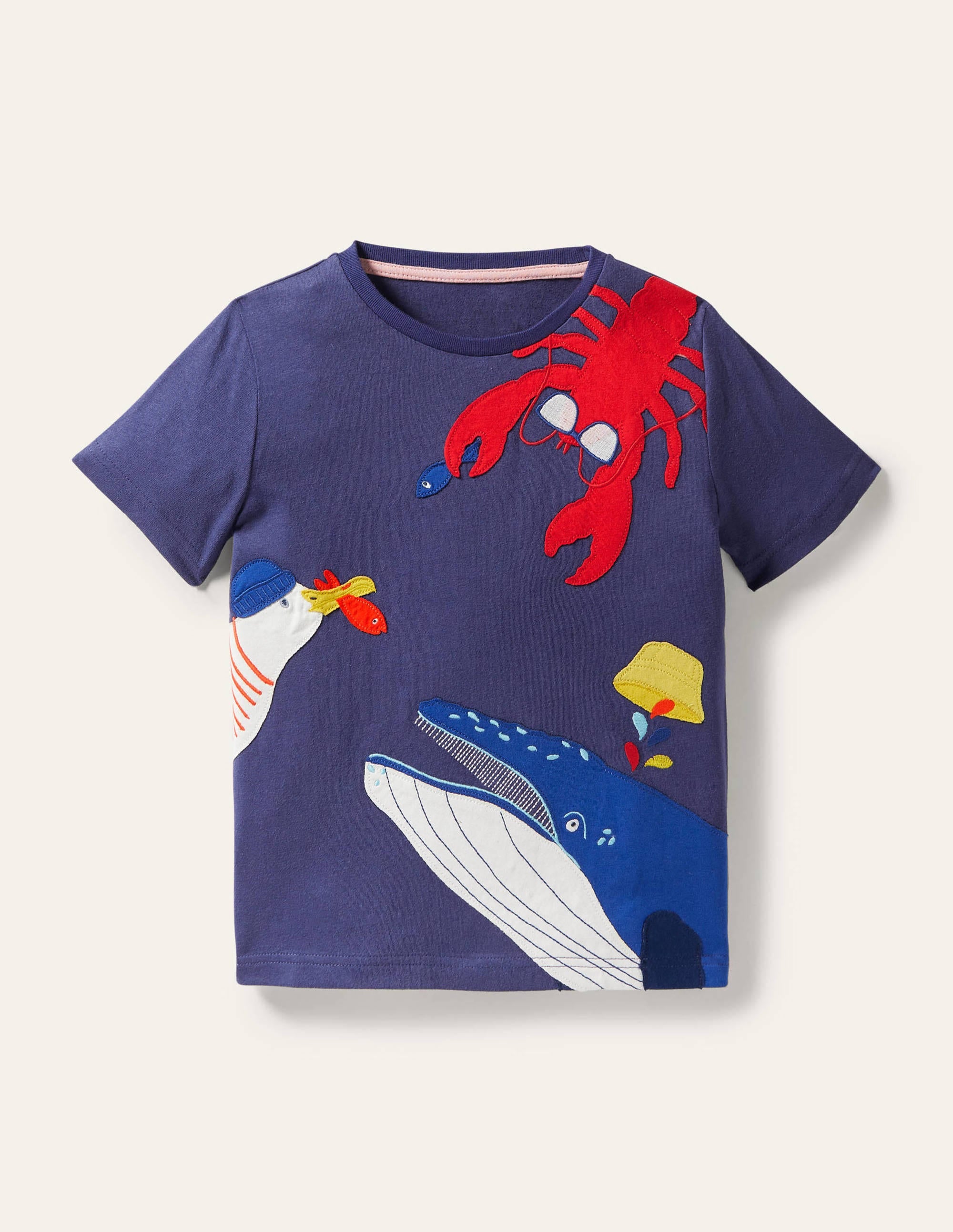 Animal Appliqué T-shirt-Moroccan Blue Whale - Image 1