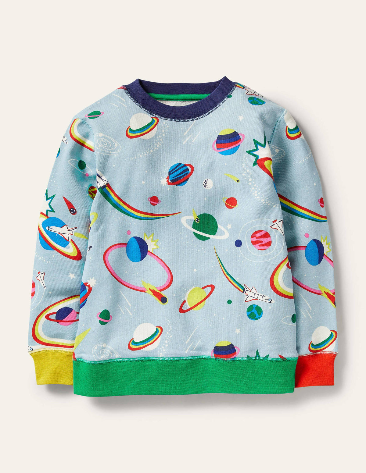 Printed Sweatshirt-Mineral Blue Rainbow Space-1
