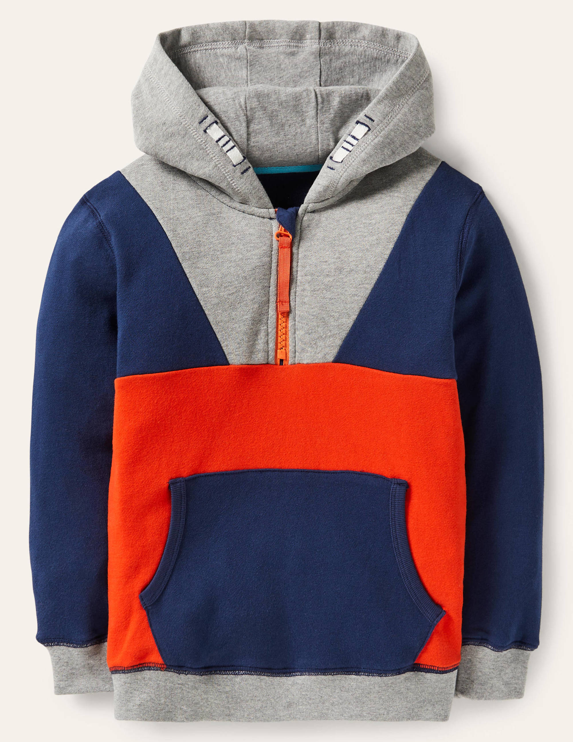 Colourblock Half-zip Hoodie-Starboard Blue - Image 1