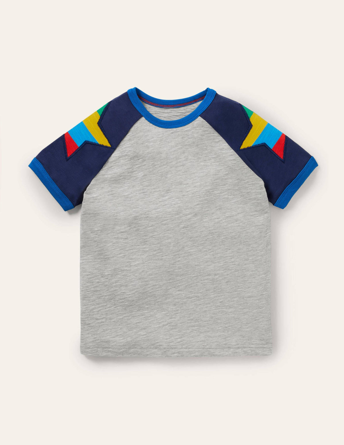 Colourblock Raglan T-shirt-Grey Marl Stars-1