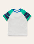 Colourblock Raglan T-shirt-Ivory/Green Pepper