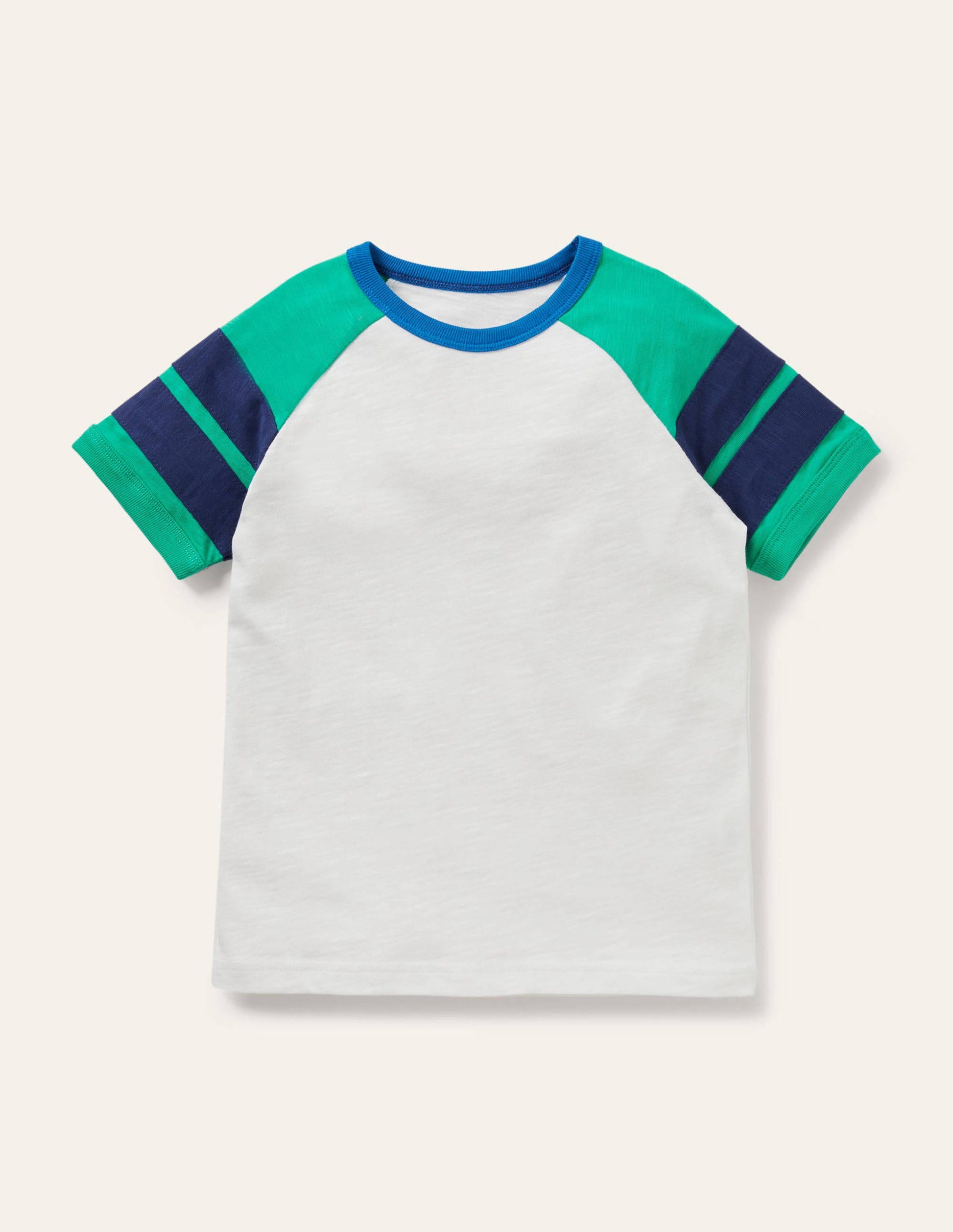 Colourblock Raglan T-shirt-Ivory/Green Pepper-1