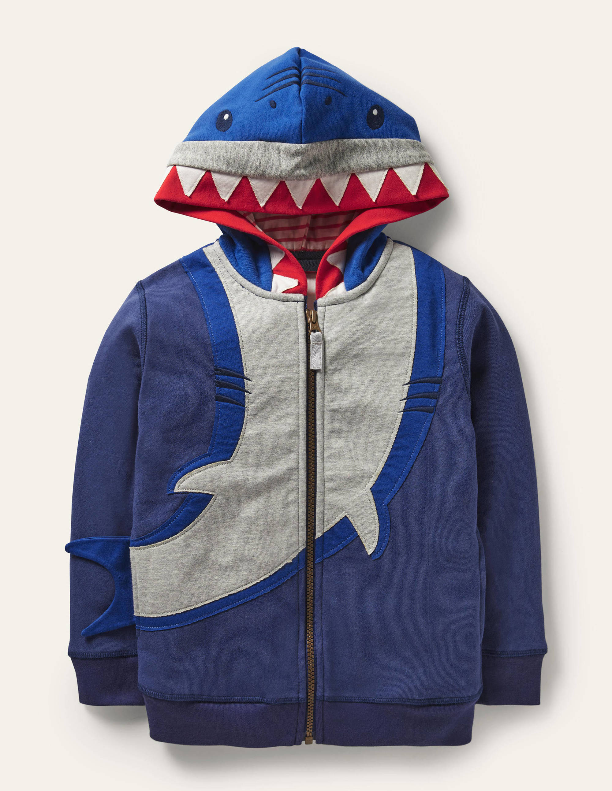 Navy Shark Zip-up Hoodie-College Navy Shark - Image 1