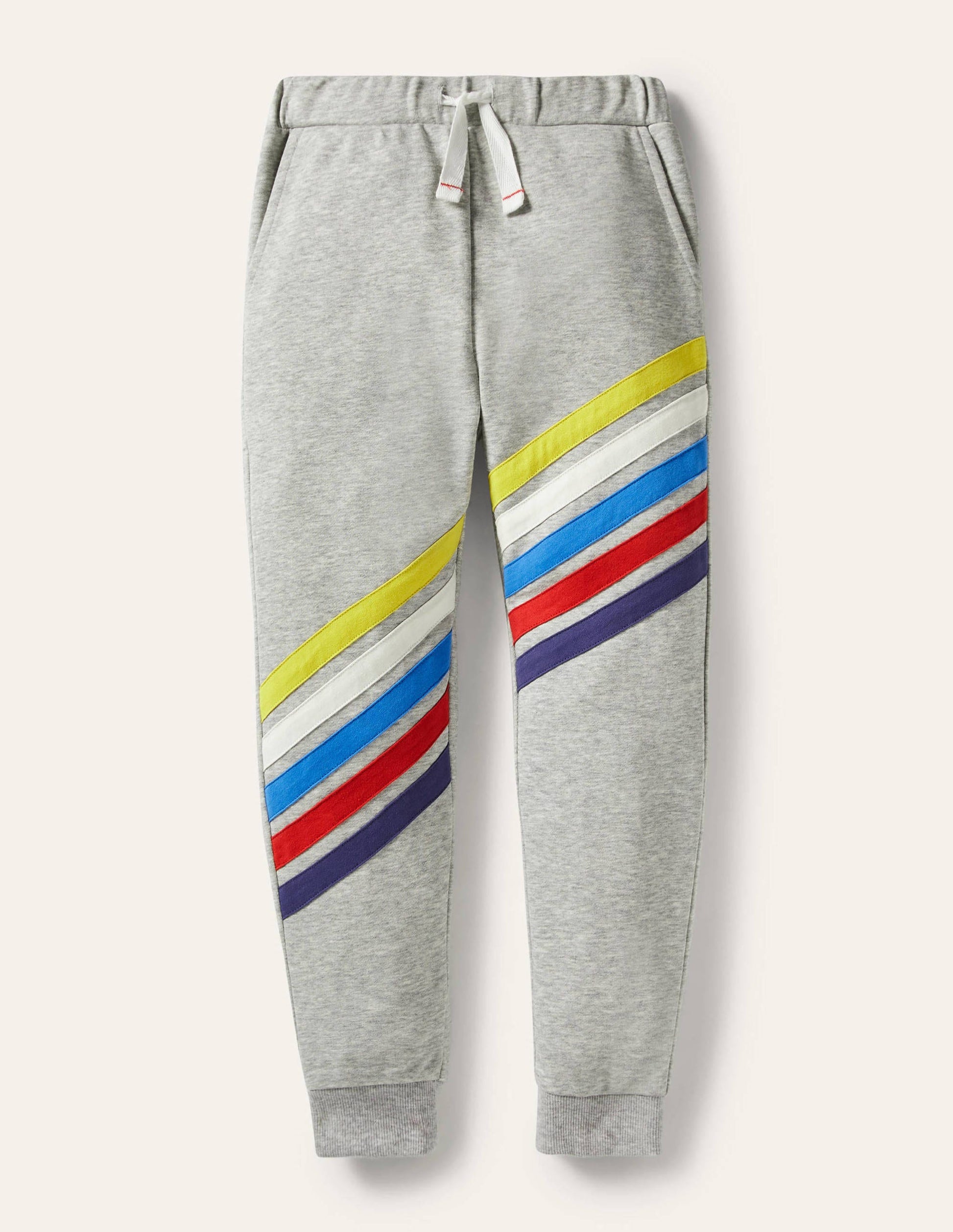 Rainbow Stripe Joggers-Grey Marl-1