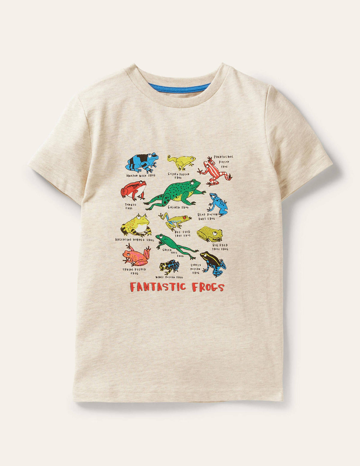 Graphic Grid T-shirt-Oatmeal Marl Frogs-1