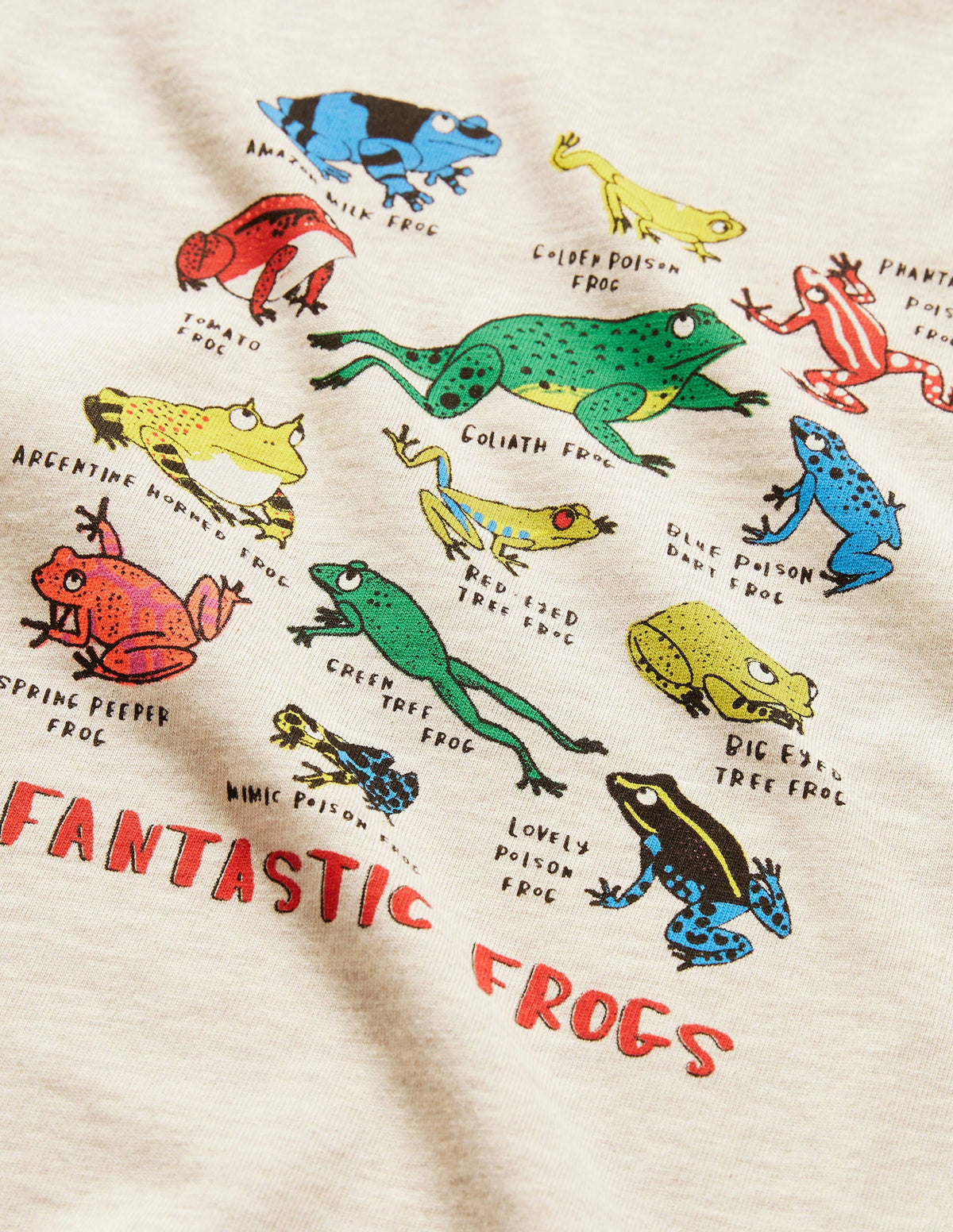 Graphic Grid T-shirt-Oatmeal Marl Frogs-3