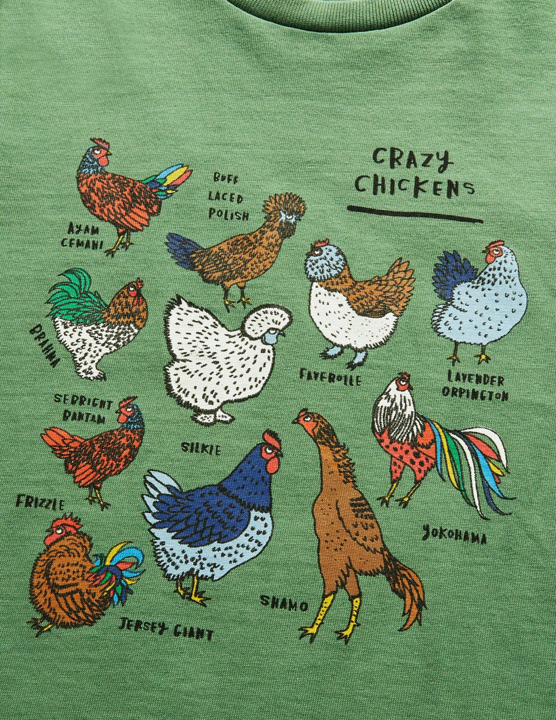 Graphic Grid T-shirt-Rosemary Green Chickens-3