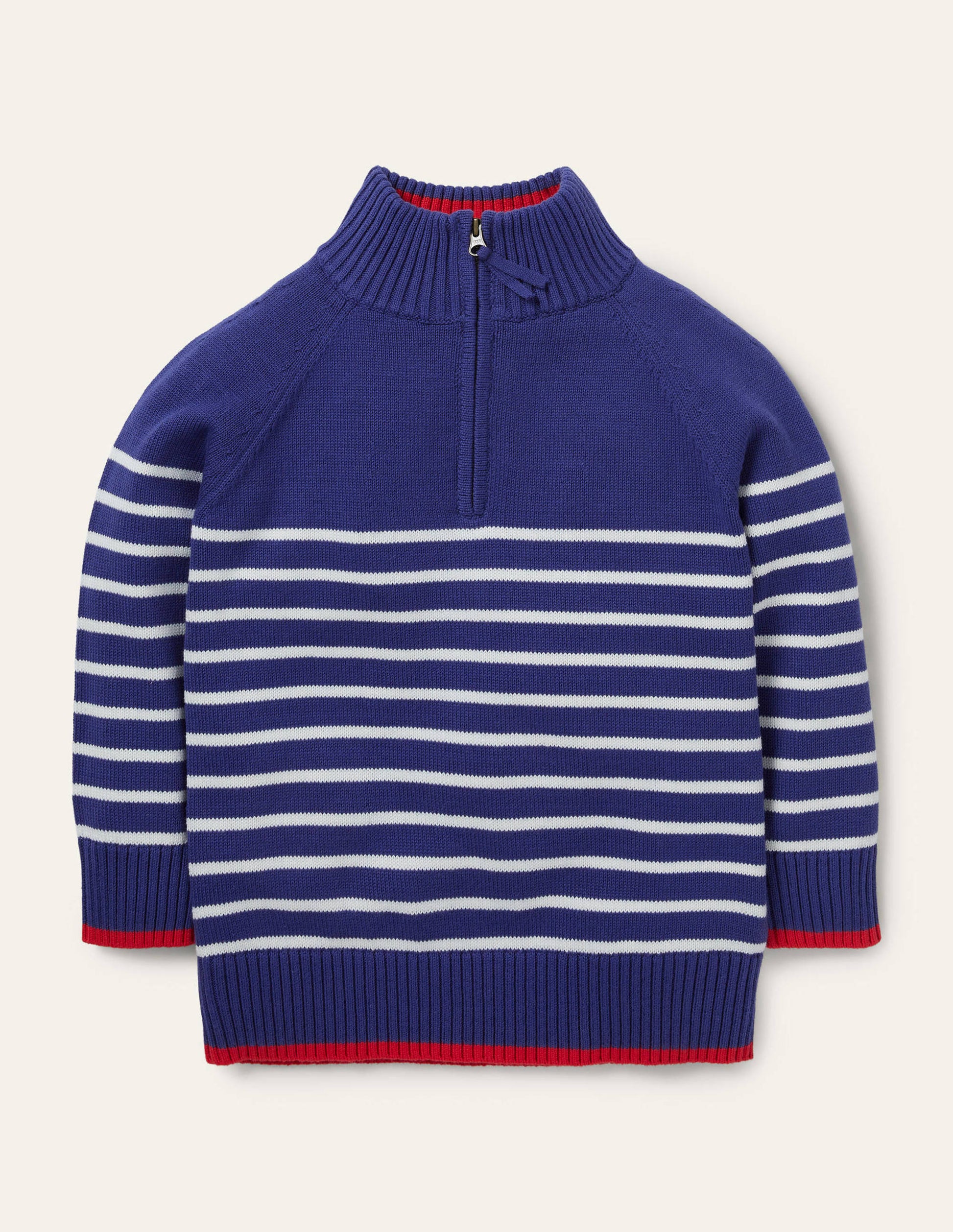 Lightweight Half-Zip Jumper-Starboard Blue/Ivory-1