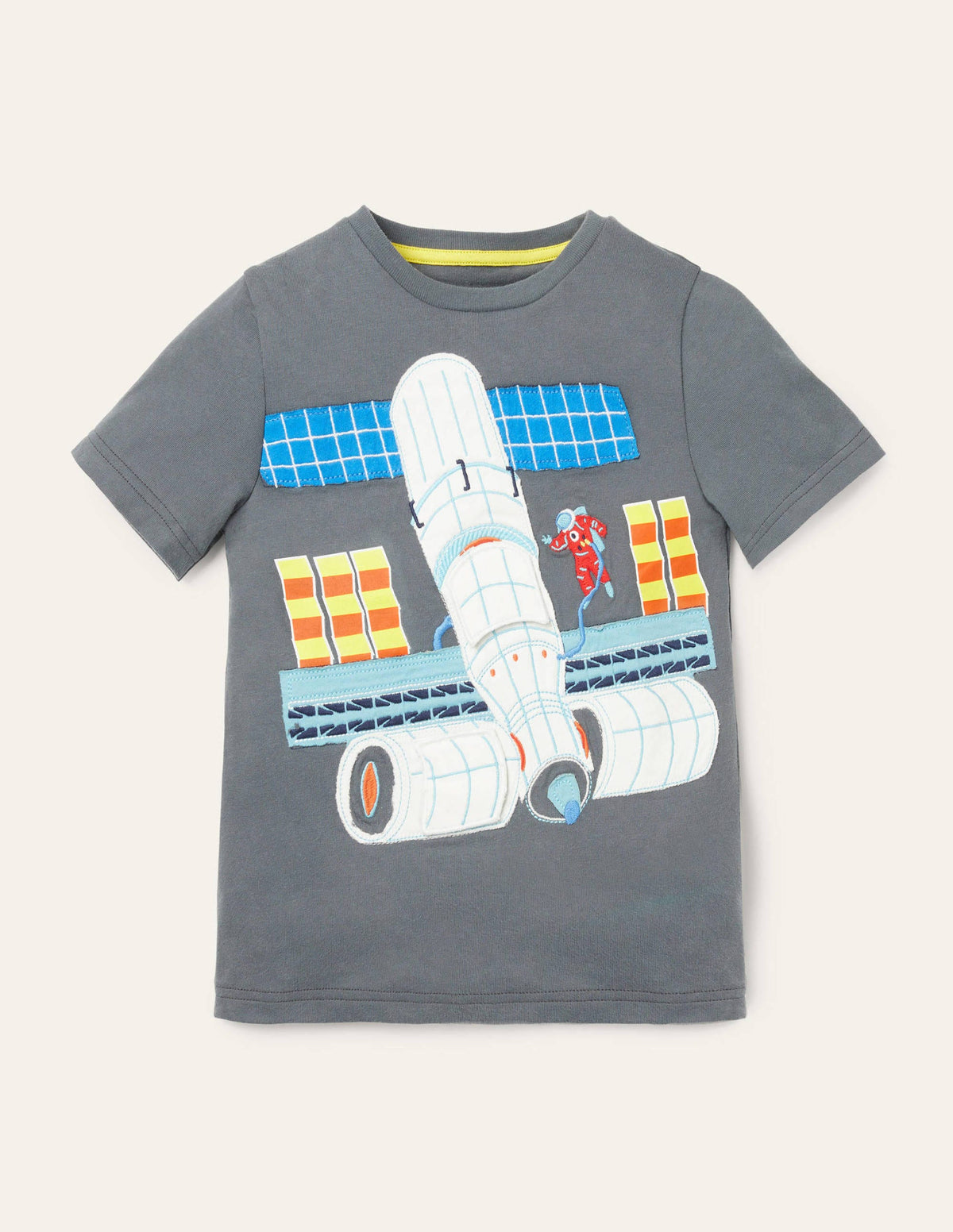 Lift-the-flap Space T-shirt-Smoke Grey Space Station - Image 1