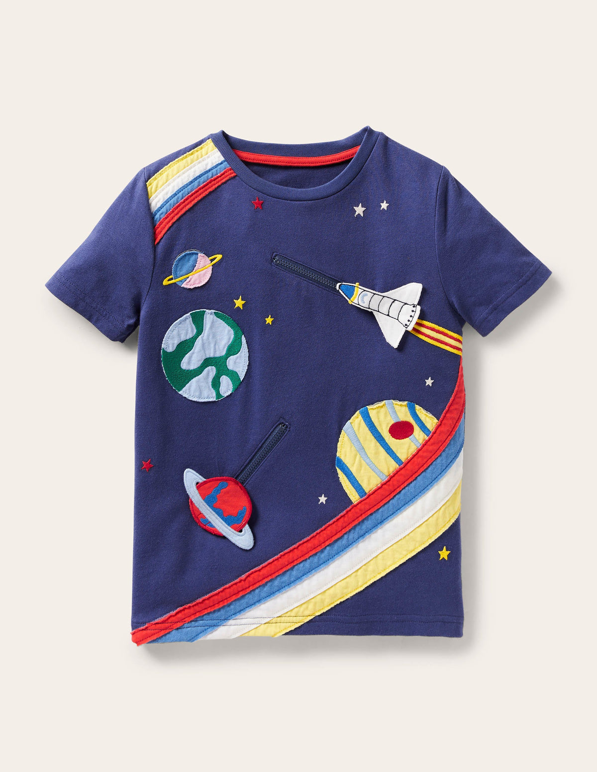 Zip Appliqué T-shirt-Starboard Blue Space-1