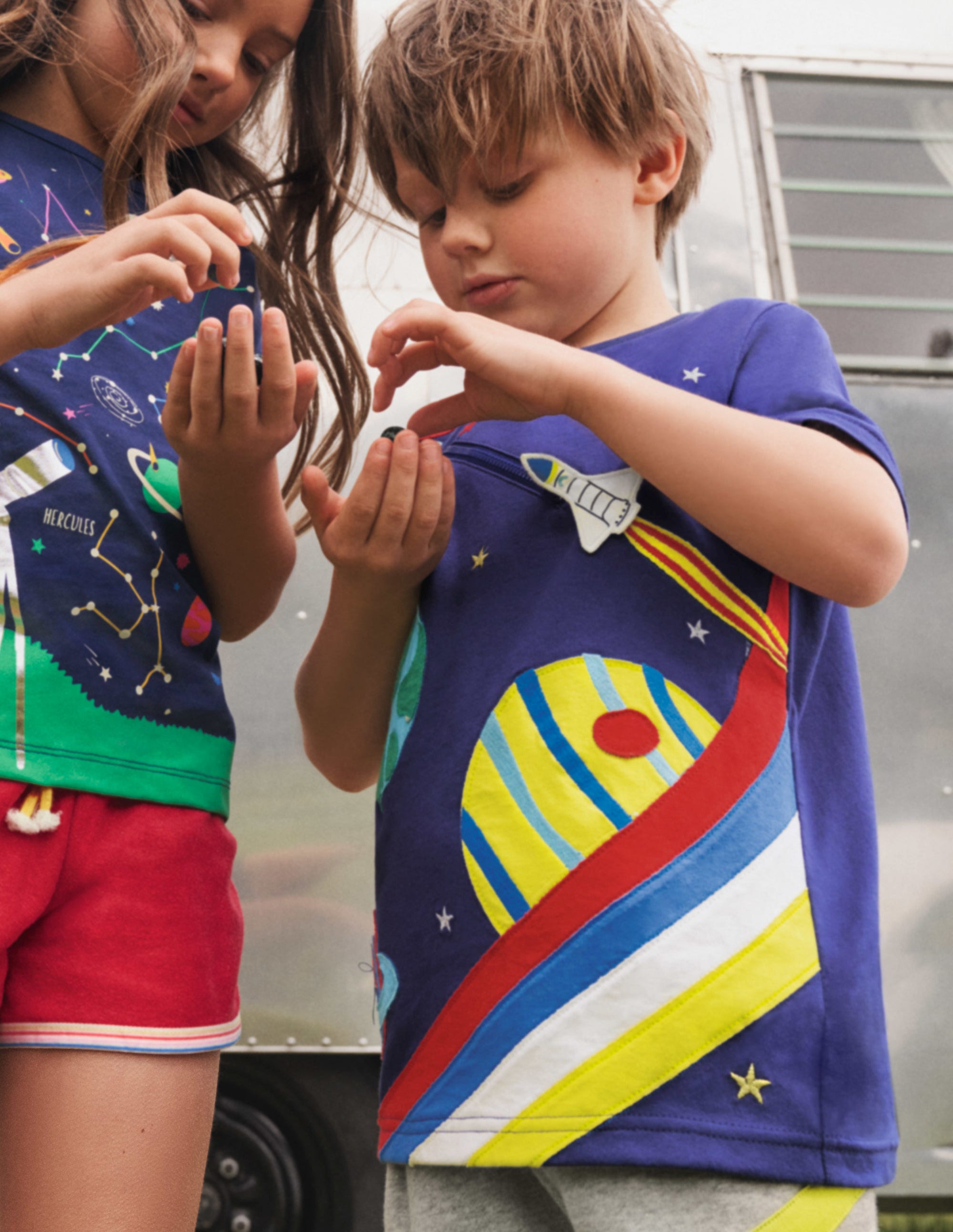 Zip Appliqué T-shirt-Starboard Blue Space - Image 4