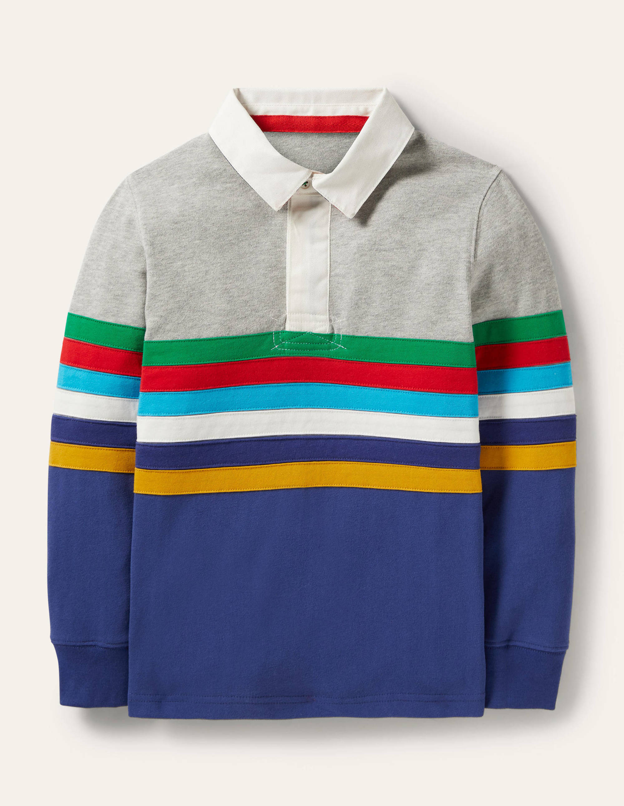 Colourblock Rugby Shirt-Colourblock Rainbow Stripe - Image 1