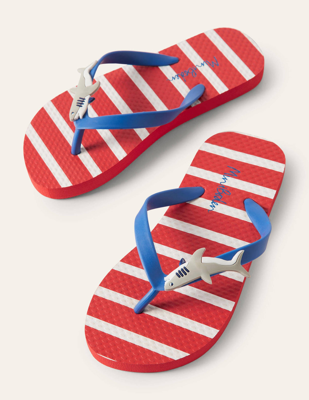 Red Shark Flip Flops-Red/Ivory Sharks-1