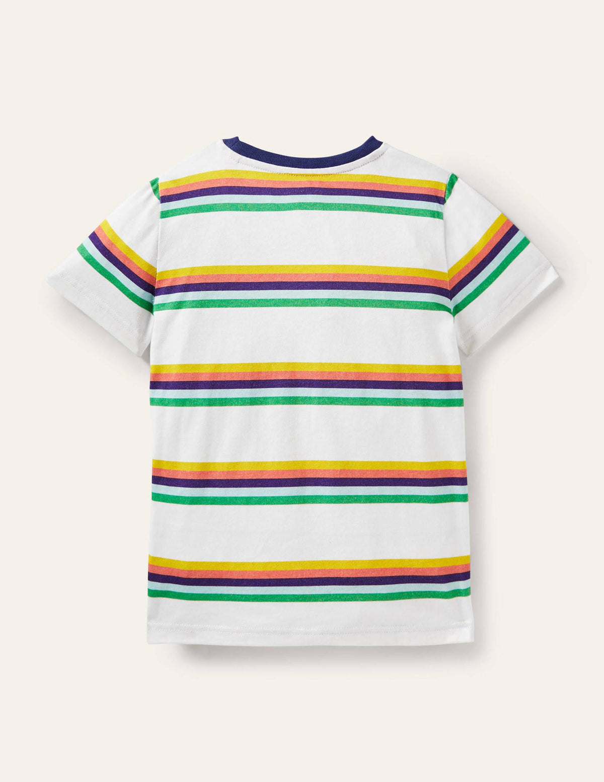 Slub Washed T-shirt-Ivory/Rainbow-2