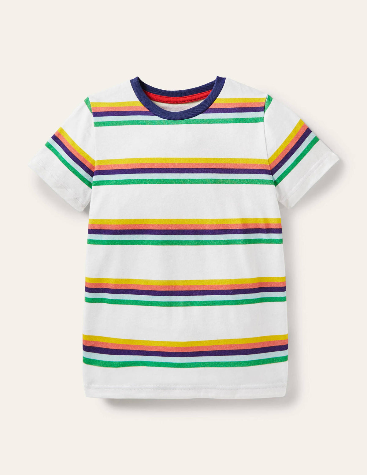 Slub Washed T-shirt-Ivory/Rainbow - Image 1
