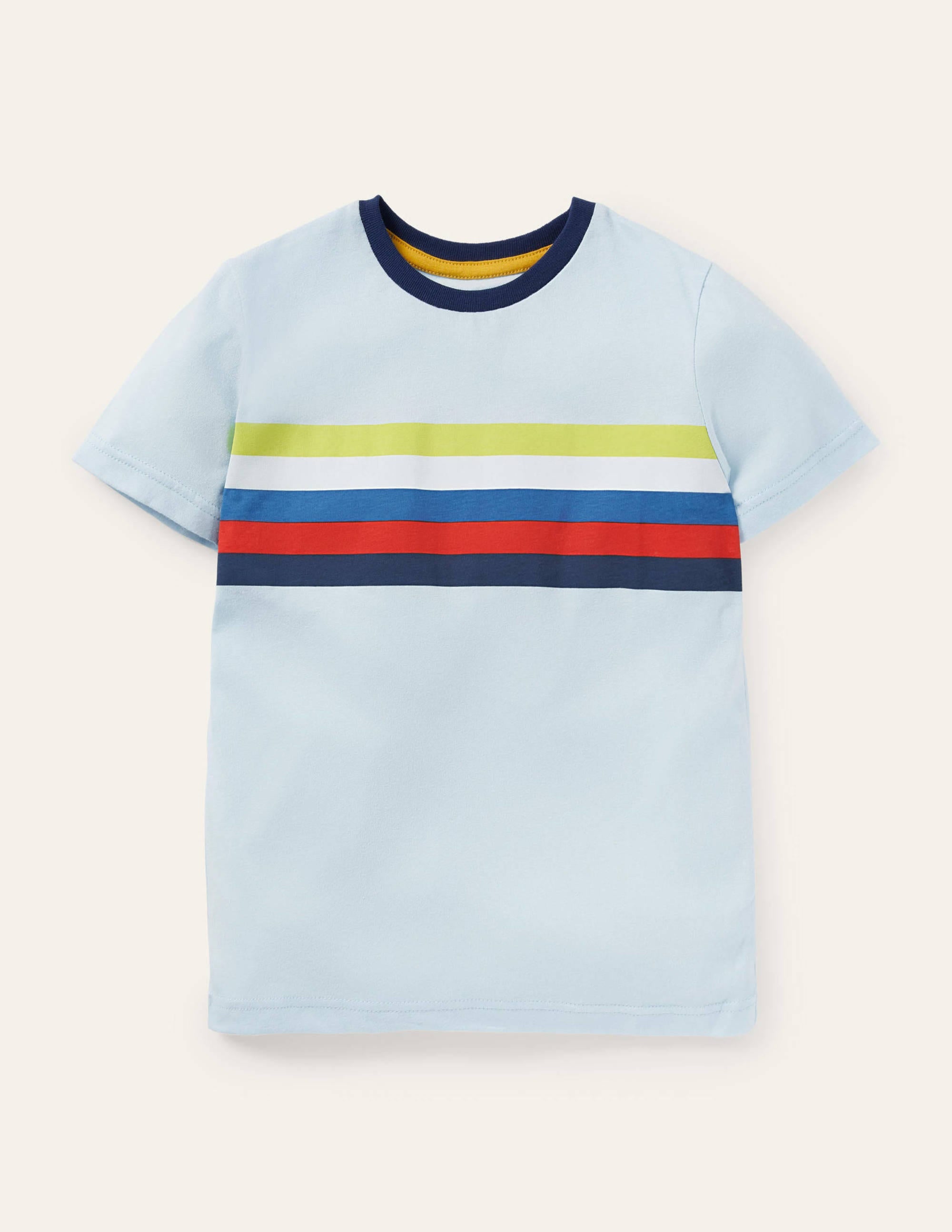 Slub Washed T-shirt-Frost/Rainbow Chest Stripe - Image 1