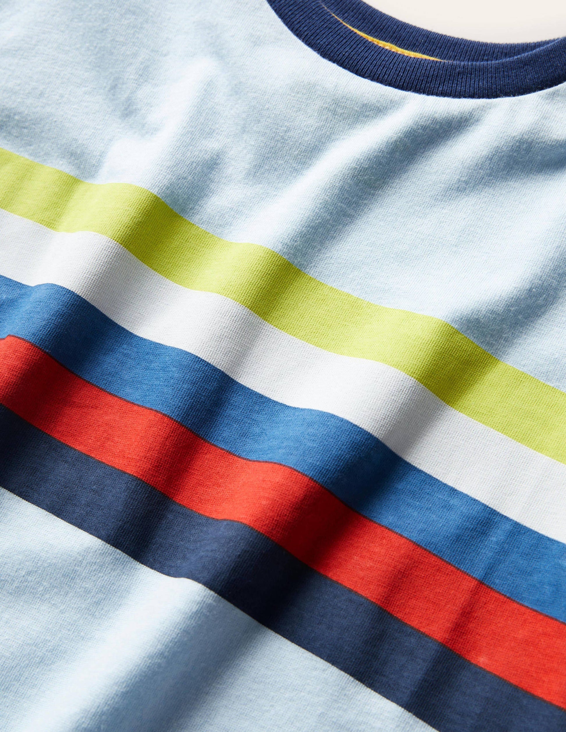 Slub Washed T-shirt-Frost/Rainbow Chest Stripe-3