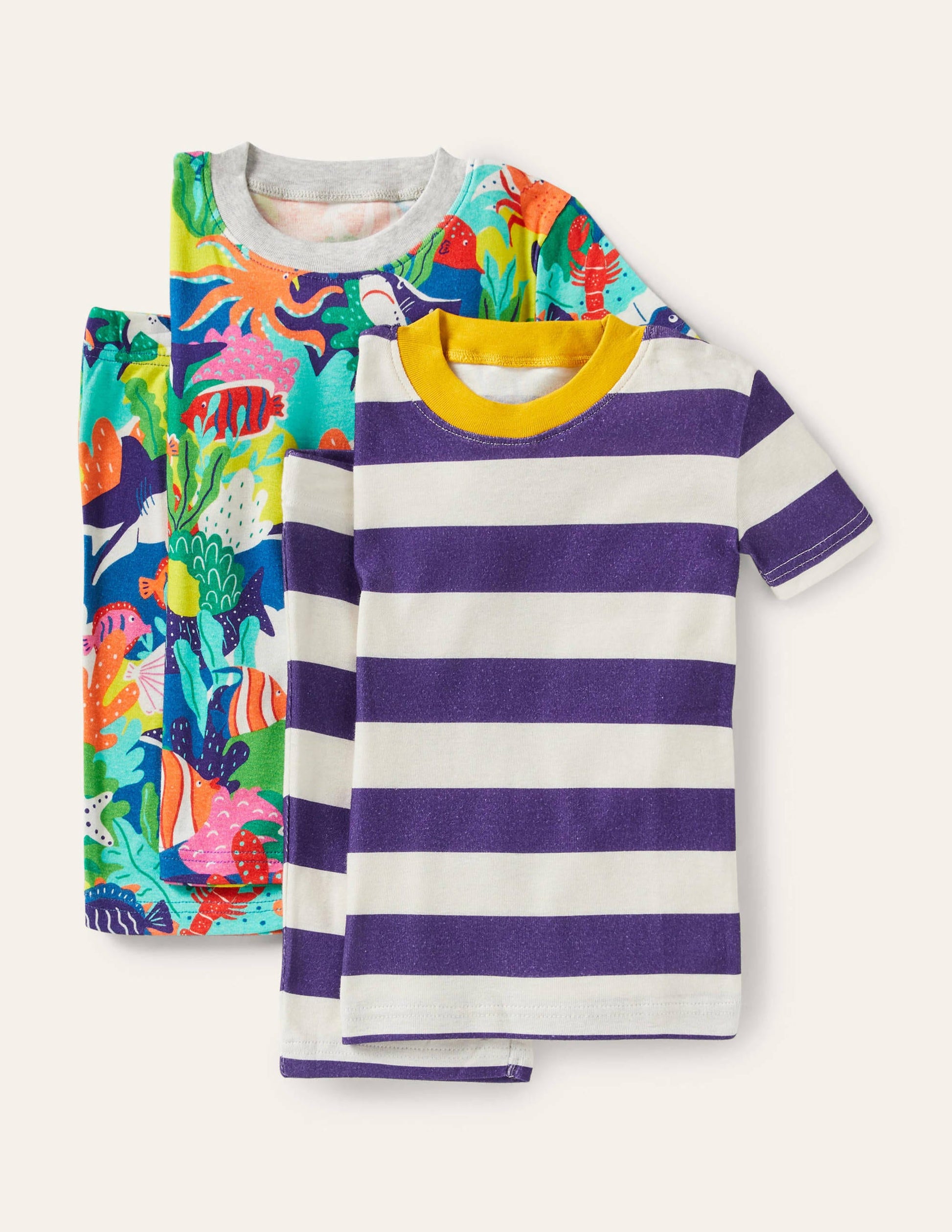 Snug Twin Pack Short Pyjamas-Multi Rainbow Reef-1