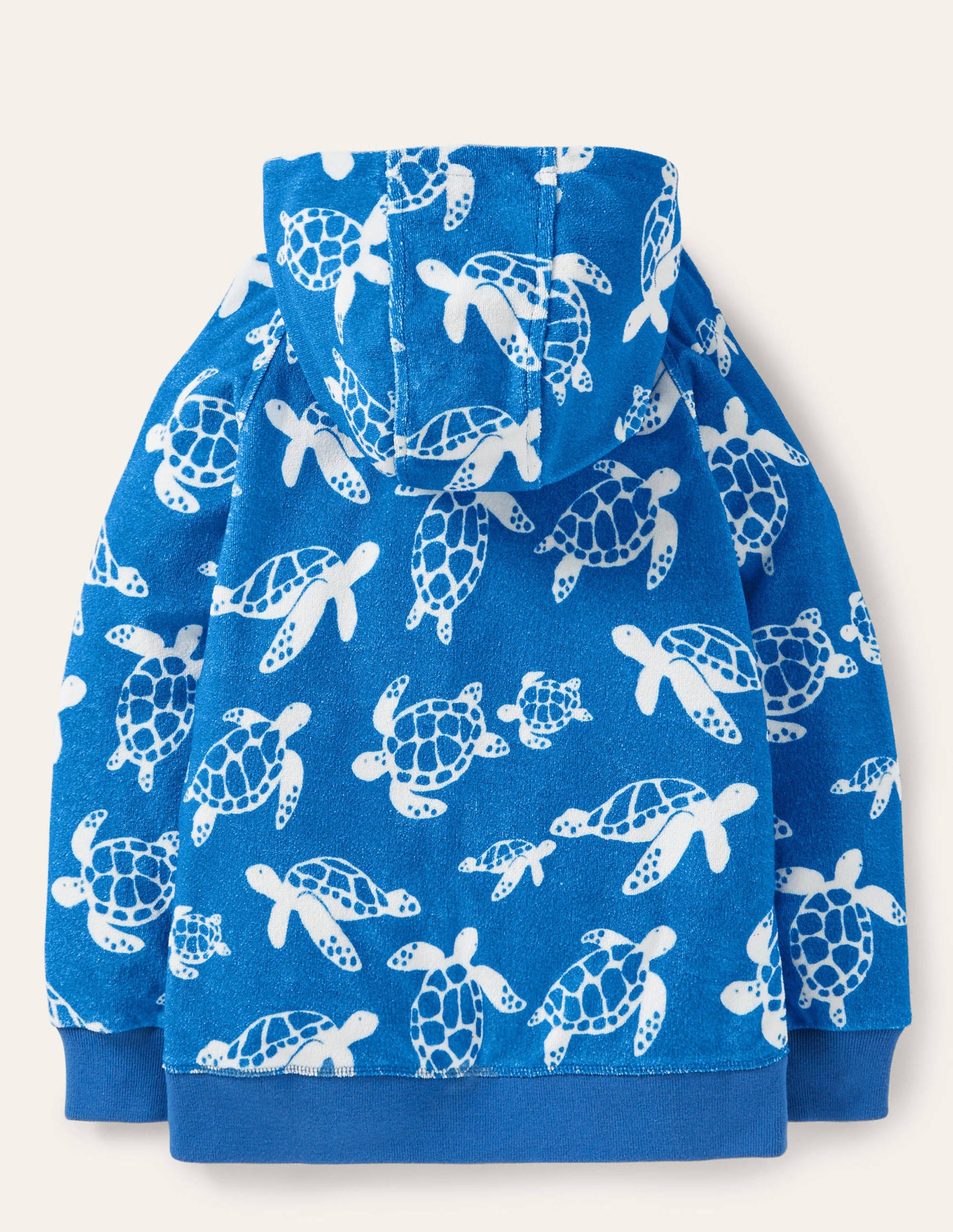 Towelling Zip-through Hoodie-Moroccan Blue Turtle-2