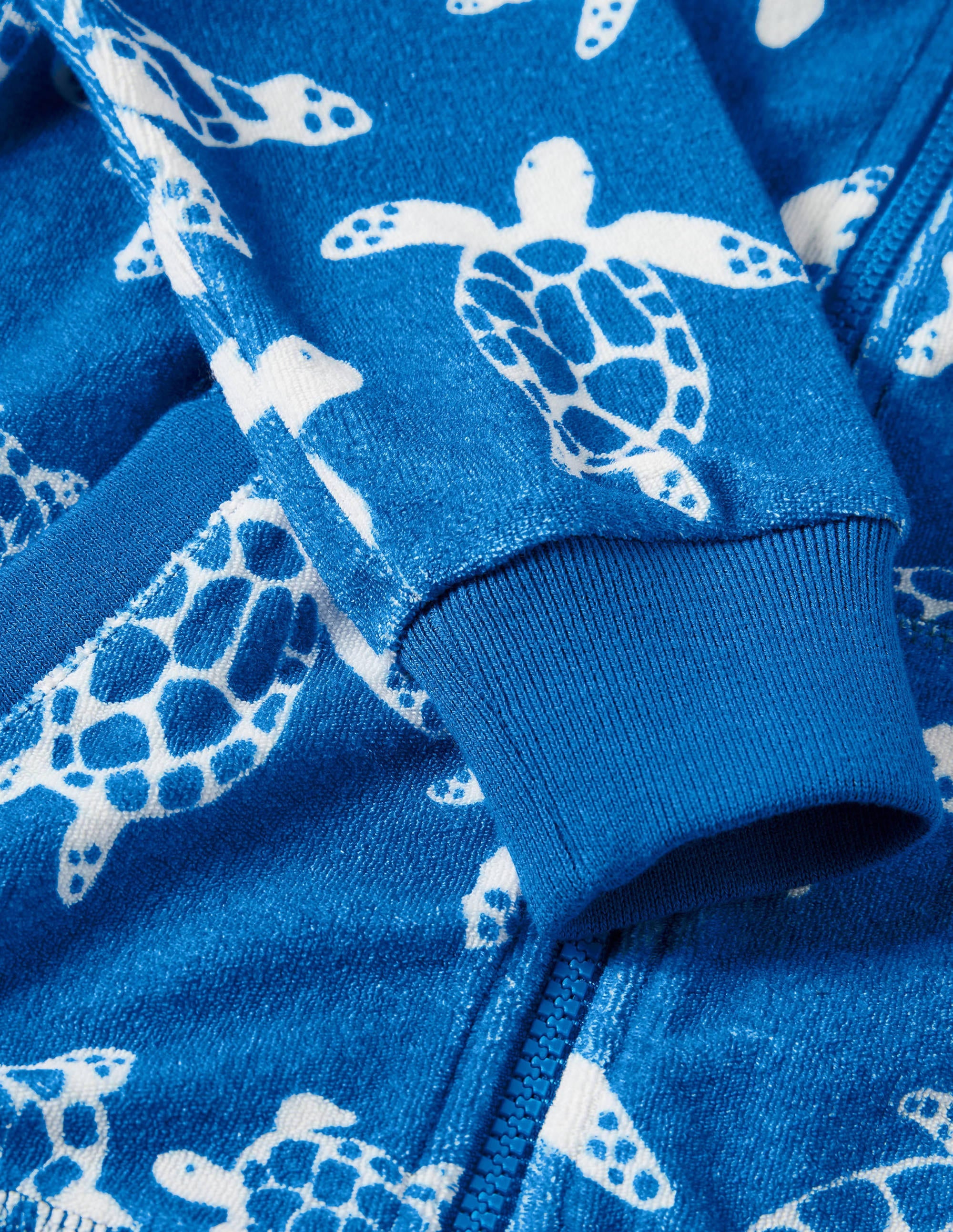 Towelling Zip-through Hoodie-Moroccan Blue Turtle - Image 3