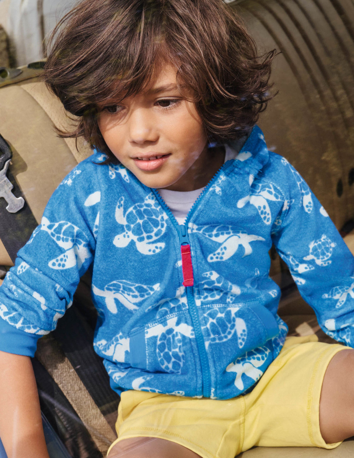 Towelling Zip-through Hoodie-Moroccan Blue Turtle - Image 4