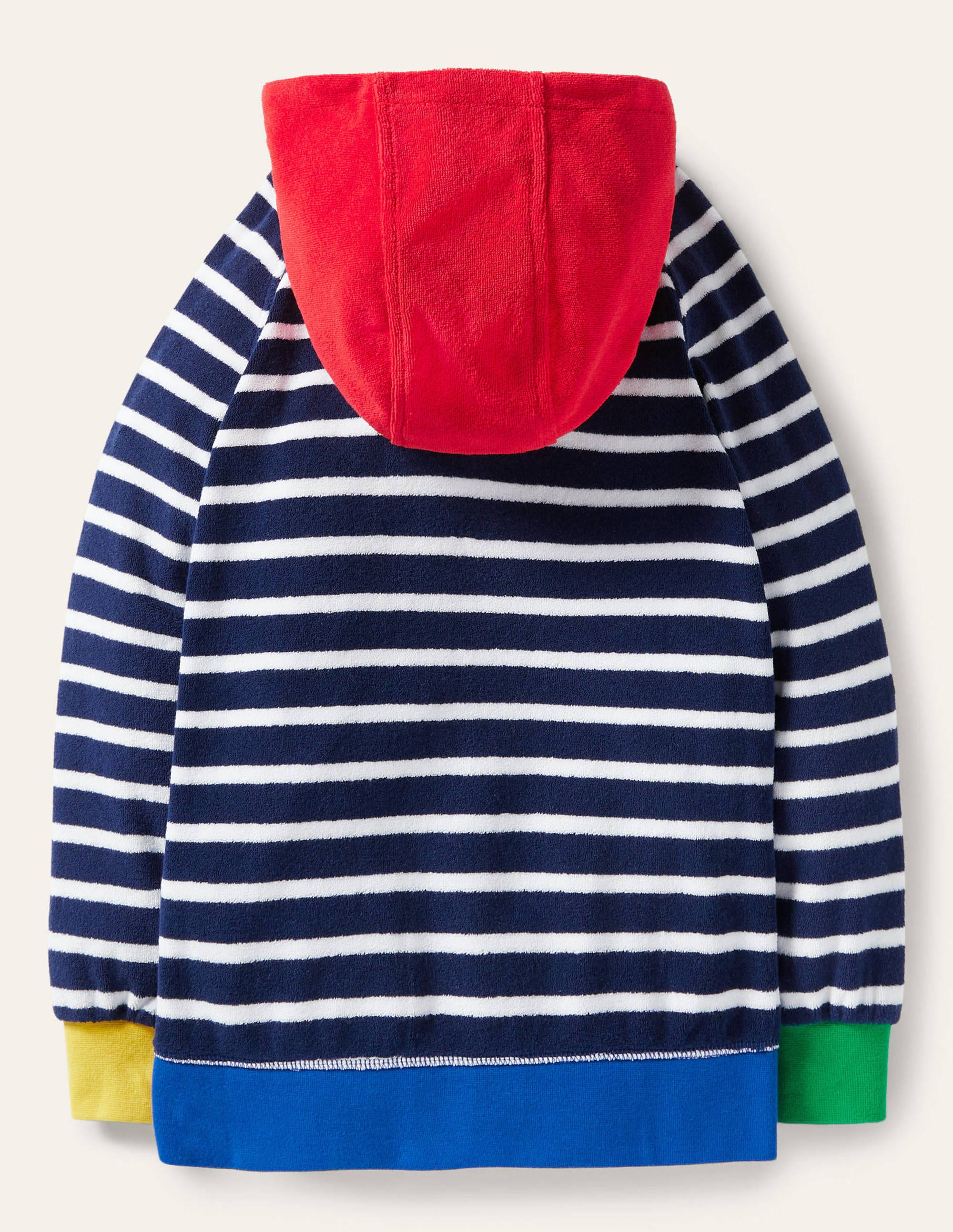 Towelling Zip-through Hoodie-College Navy Stripe - Image 2