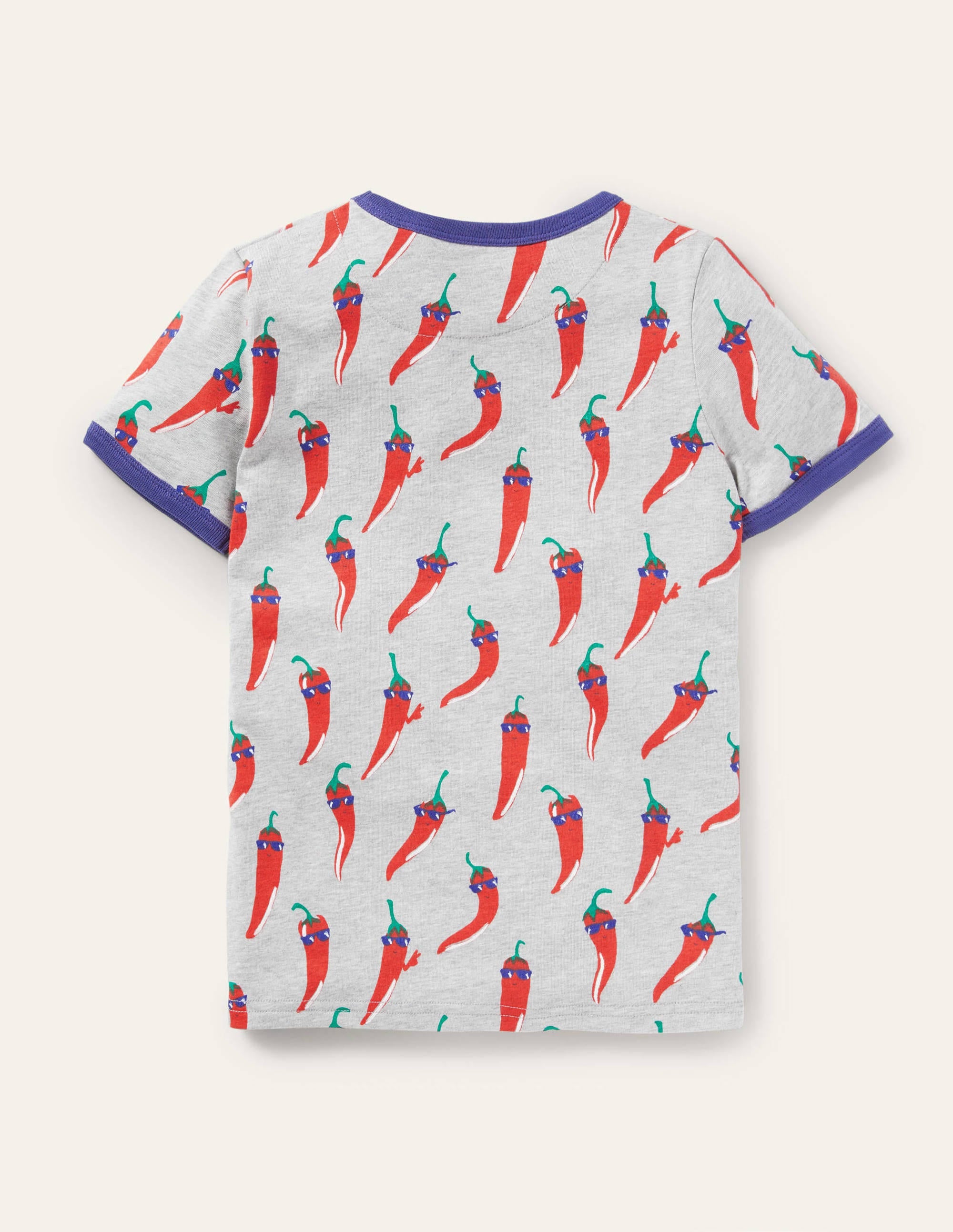 Printed Ringer T-shirt-Grey Marl Dude Chillies - Image 2