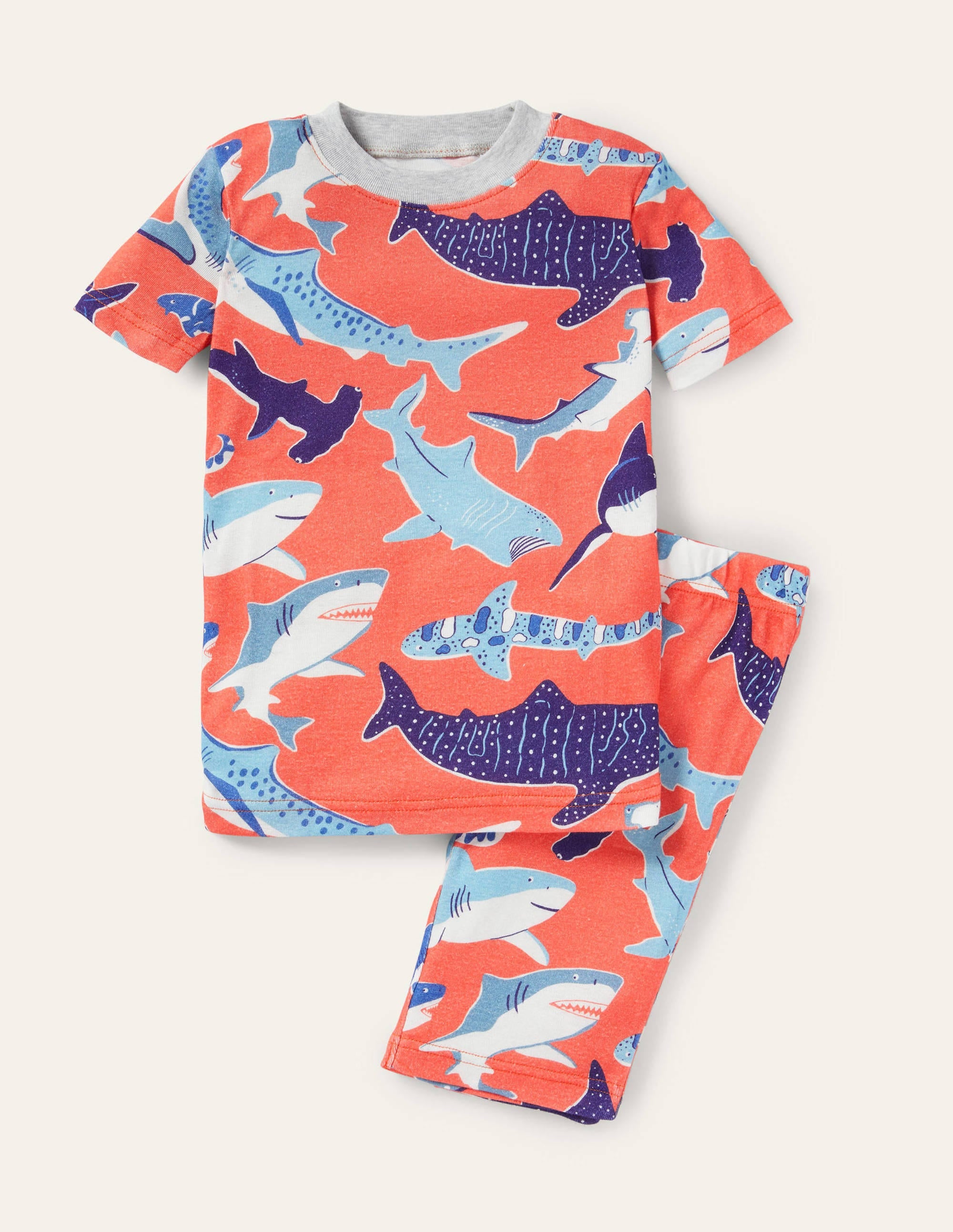 Red Glow-in-the-dark Shark Pyjamas-Soft Red Sharks - Image 1