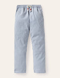 Lightweight Pull-on Trousers-Bright Marina Blue Ticking