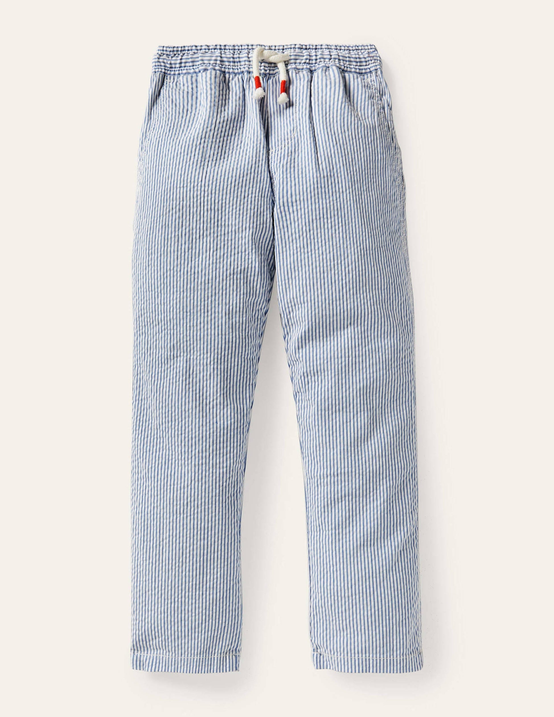 Lightweight Pull-on Trousers-Bright Marina Blue Ticking-1