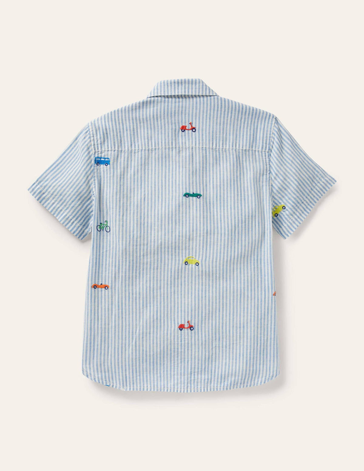 Holiday Cotton Linen Shirt-Ticking Rainbow Road Trip-2