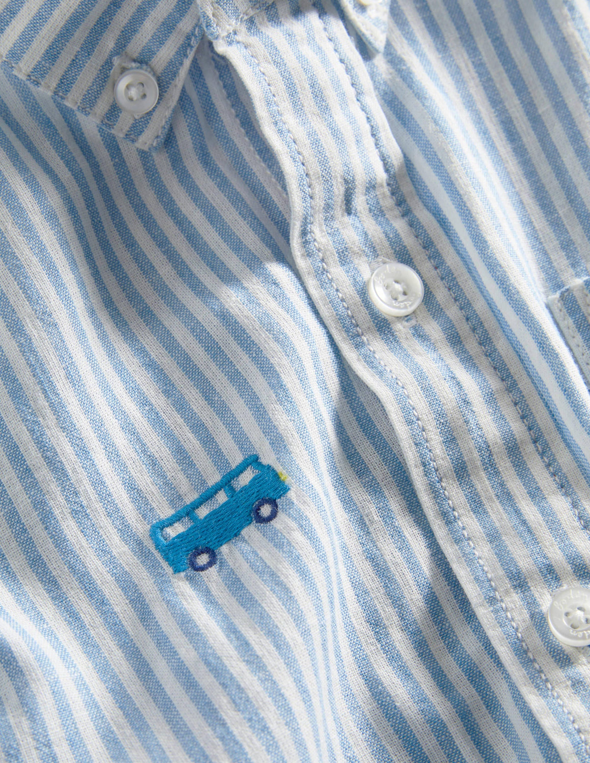 Holiday Cotton Linen Shirt-Ticking Rainbow Road Trip-3