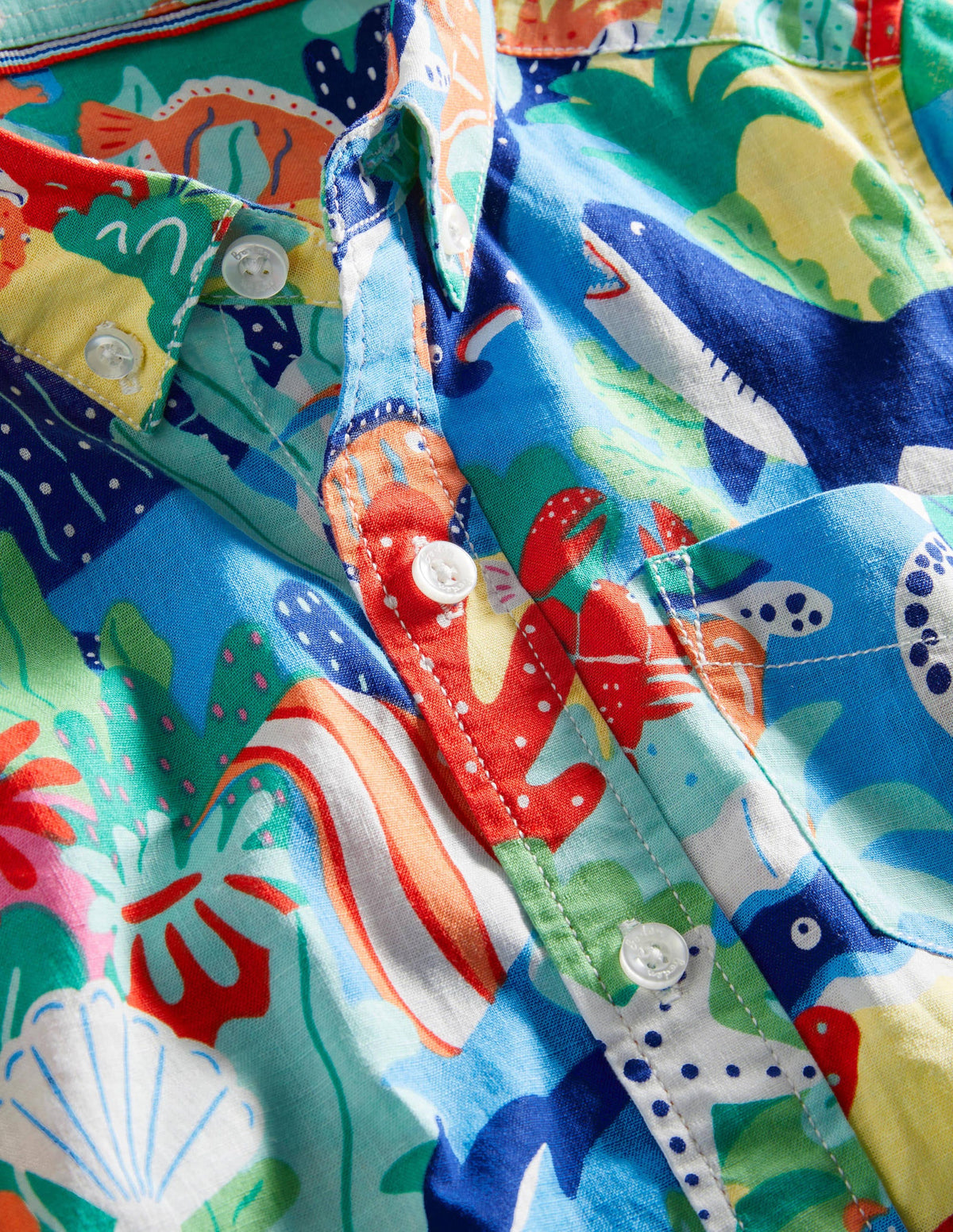 Holiday Cotton Linen Shirt-Multi Rainbow Reef - Image 3