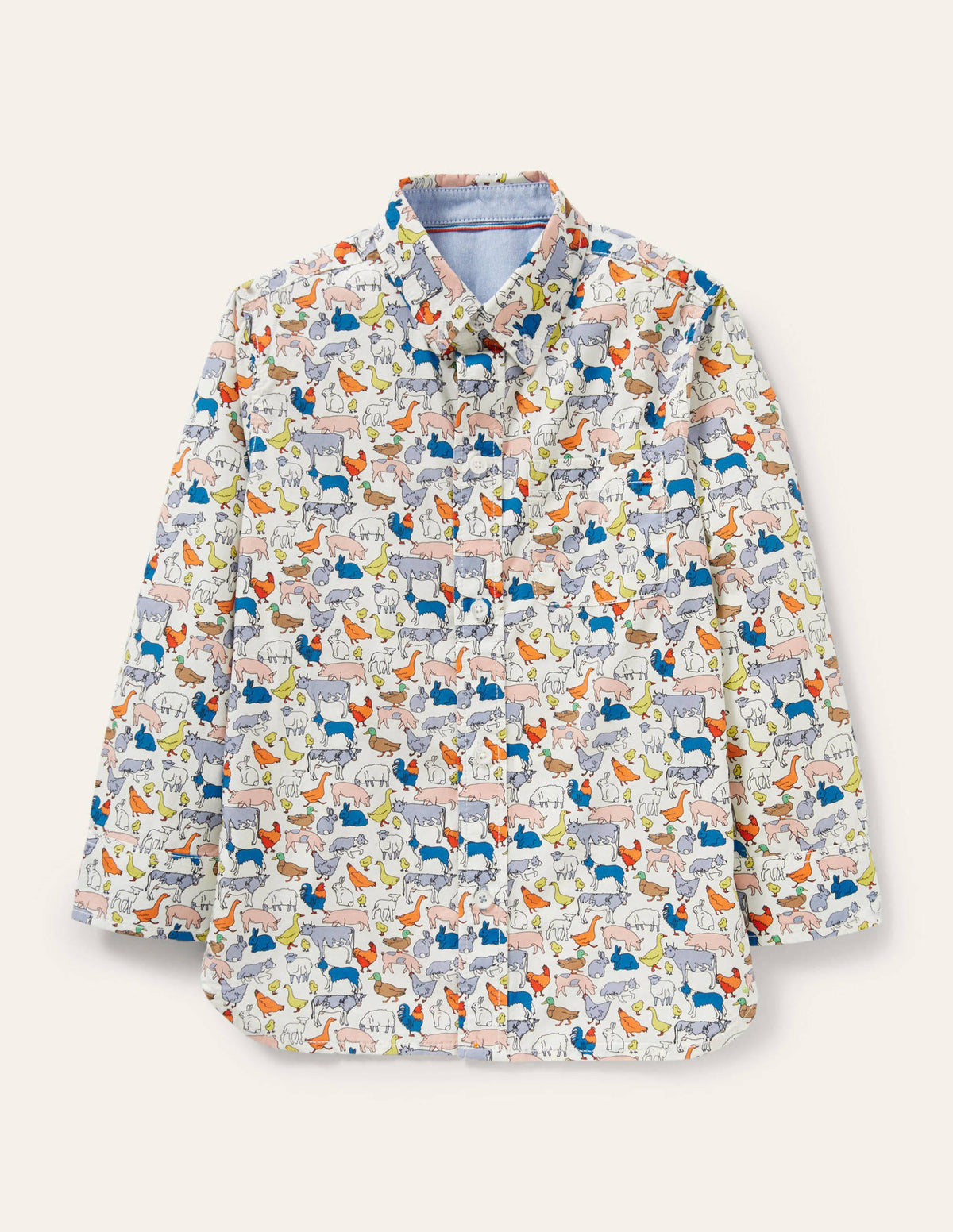 Casual Laundered Shirt-Ivory Farm-1