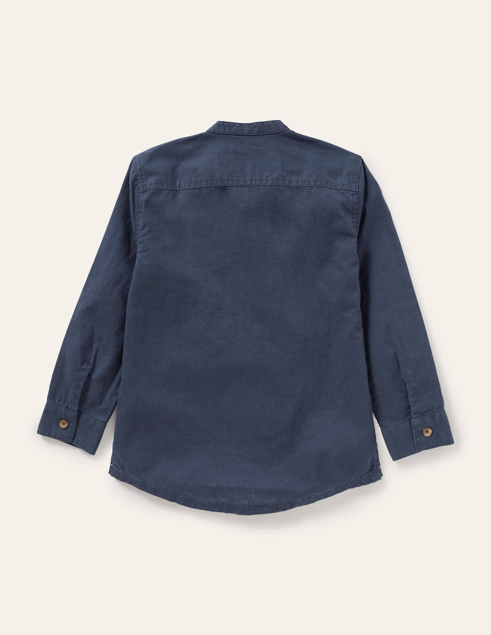 Linen Cotton Grandad Shirt-Indigo - Image 2