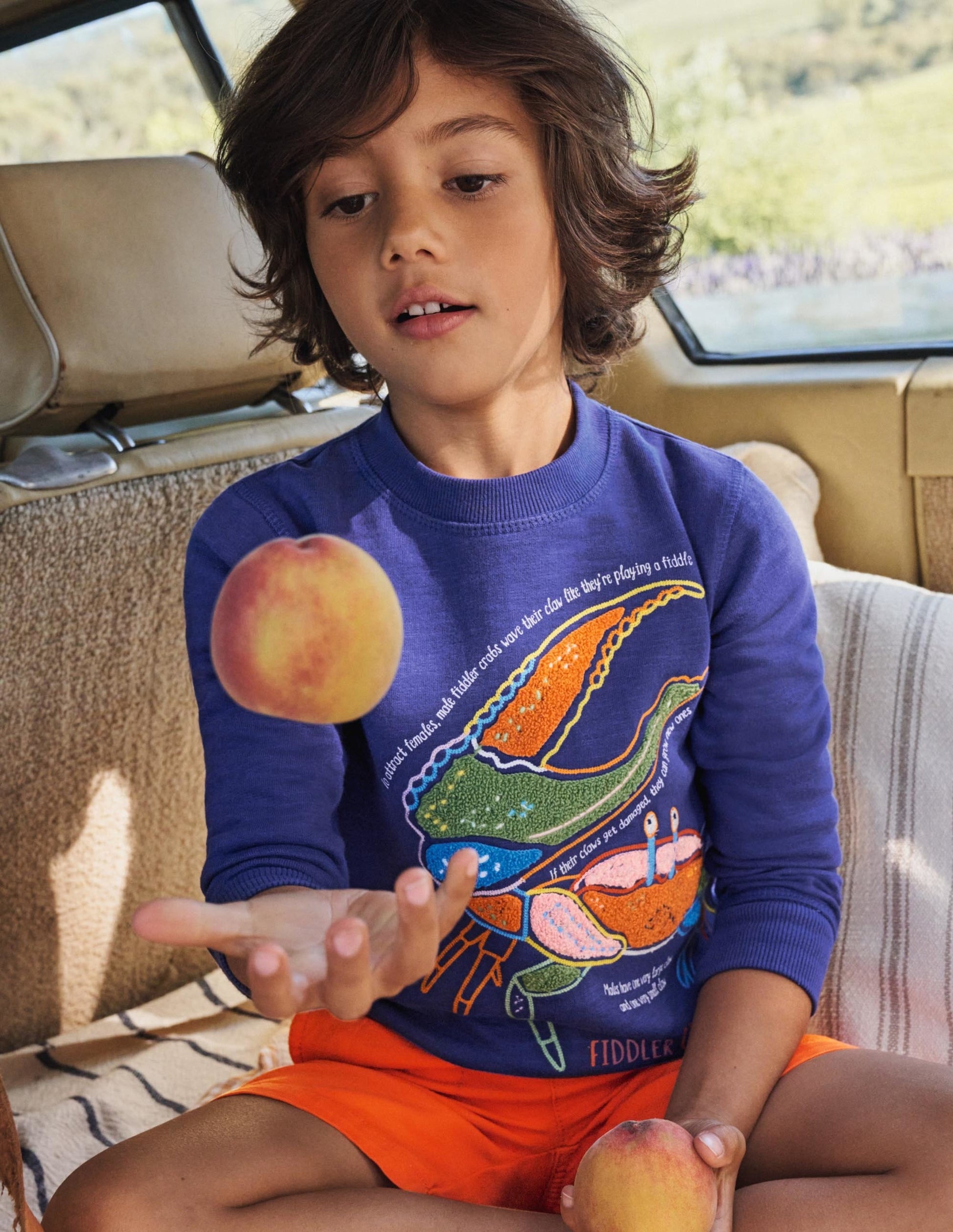 Appliqué Crab Sweatshirt-Starboard Blue-4