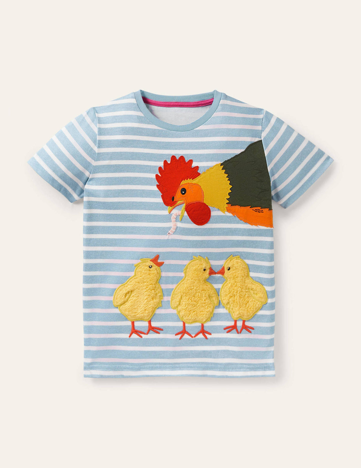 Easter Appliqué T-shirt-Bright Bluebell/Ivory Chickens-1