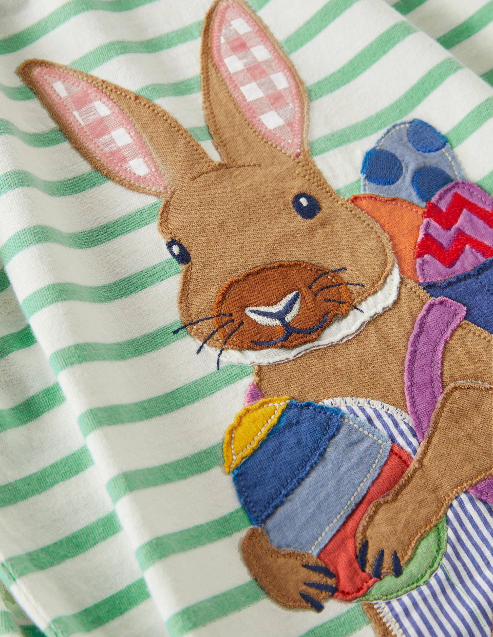 Easter Appliqué T-shirt-Ivory/Aloe Green Bunny-3