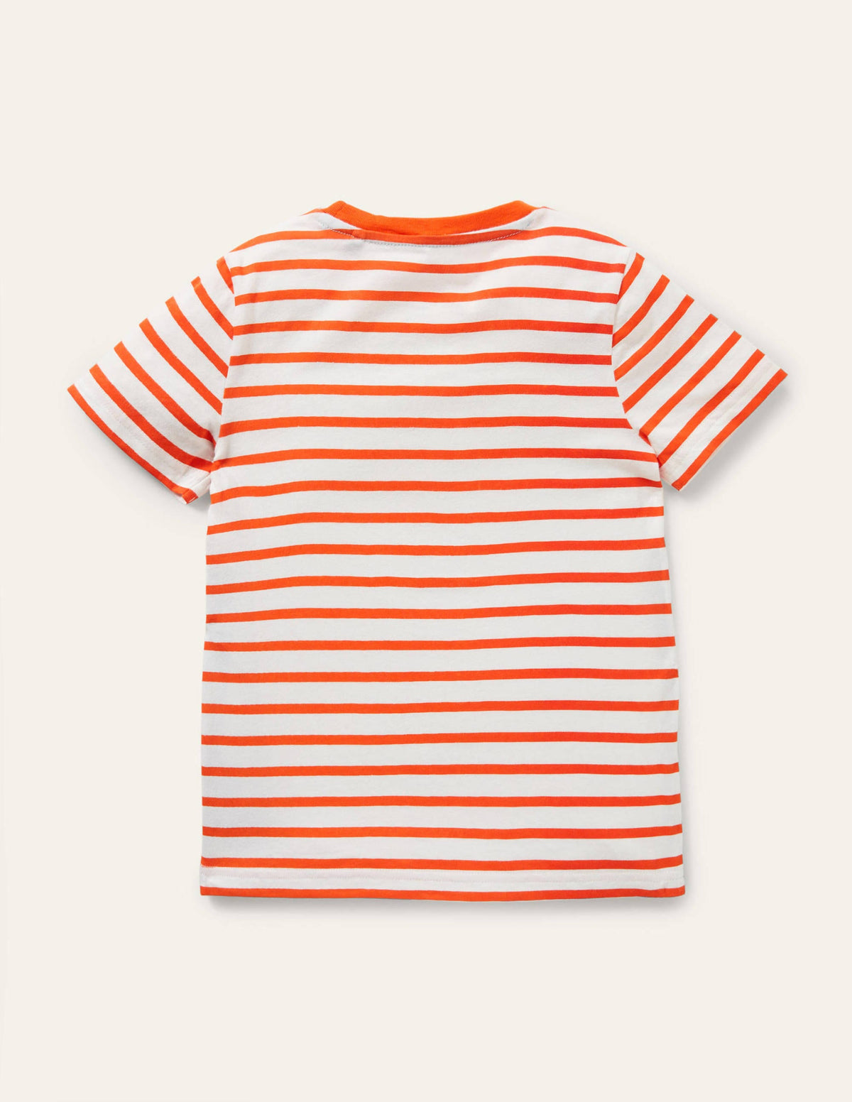 Stripy Animal Appliqué T-shirt-Ivory/Mandarin Orange Elephant - Image 2