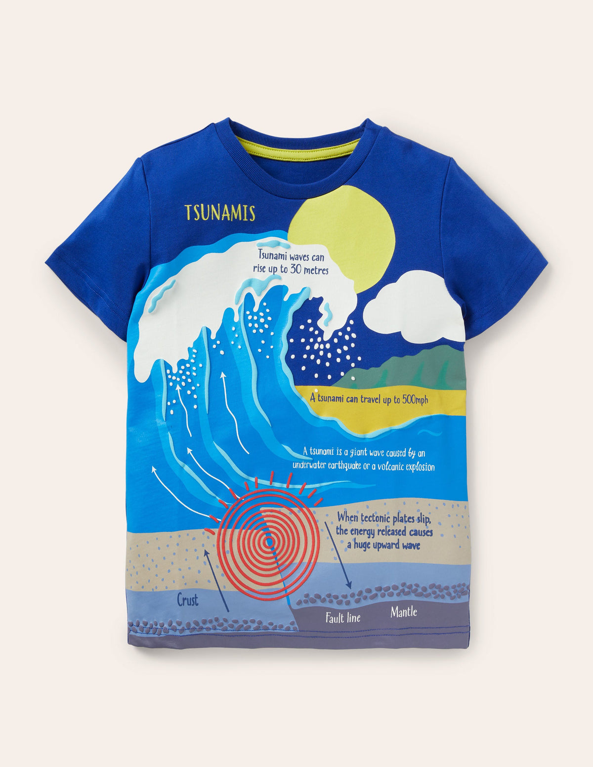 Printed Educational T-shirt-Blue Wave Tsunami - Image 1