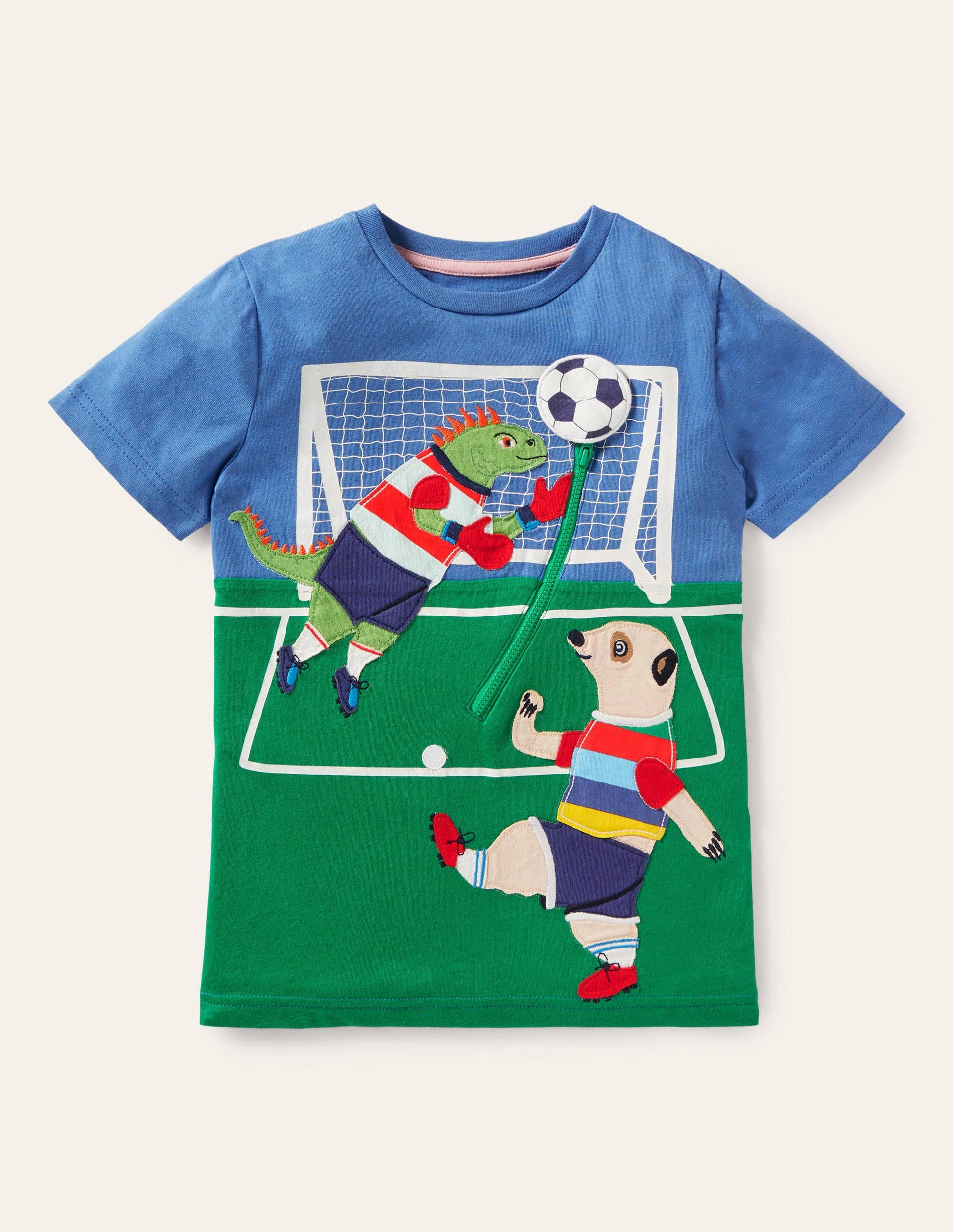 Zip Appliqué T-shirt-Elizabethan Blue Football-1