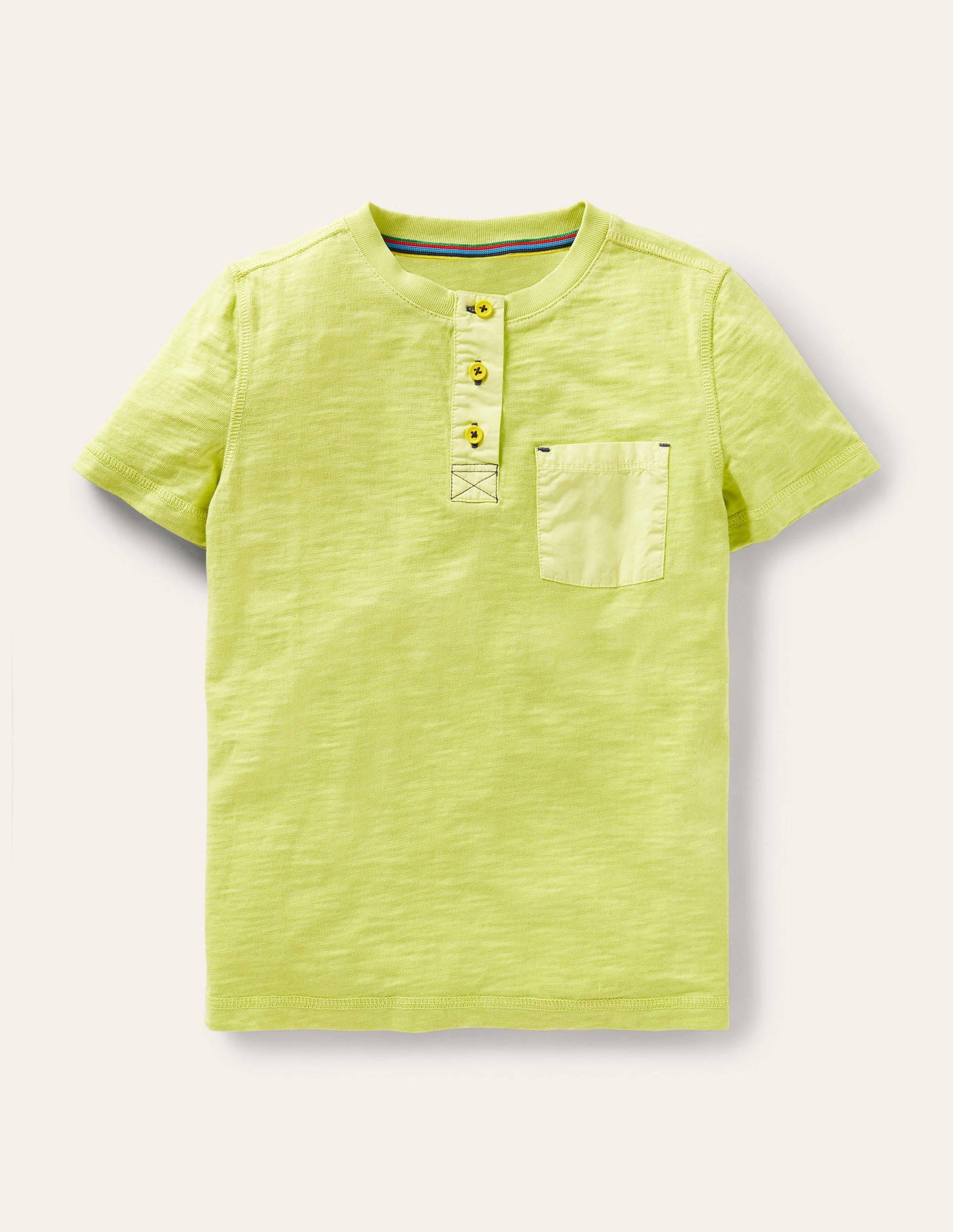 Garment Dye Henley T-shirt-Maximillion Yellow-1