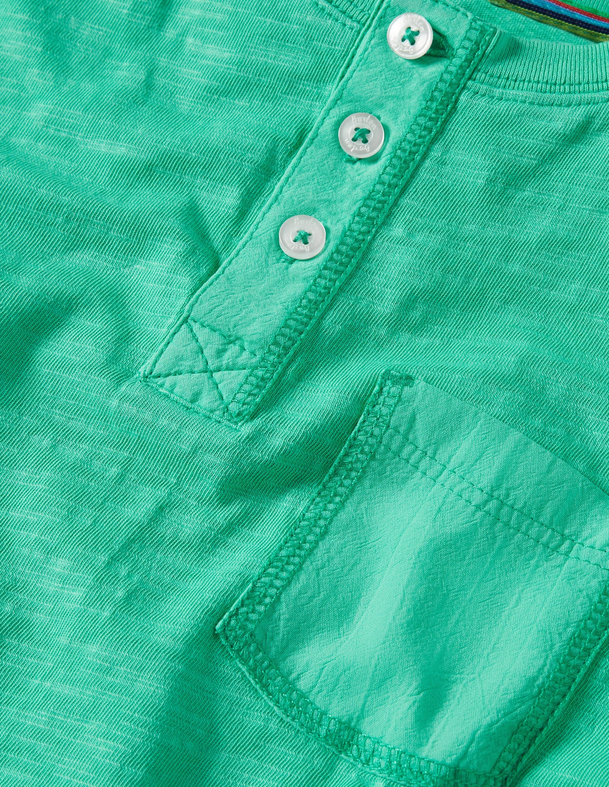 Garment Dye Henley T-shirt-Tropical Green - Image 3