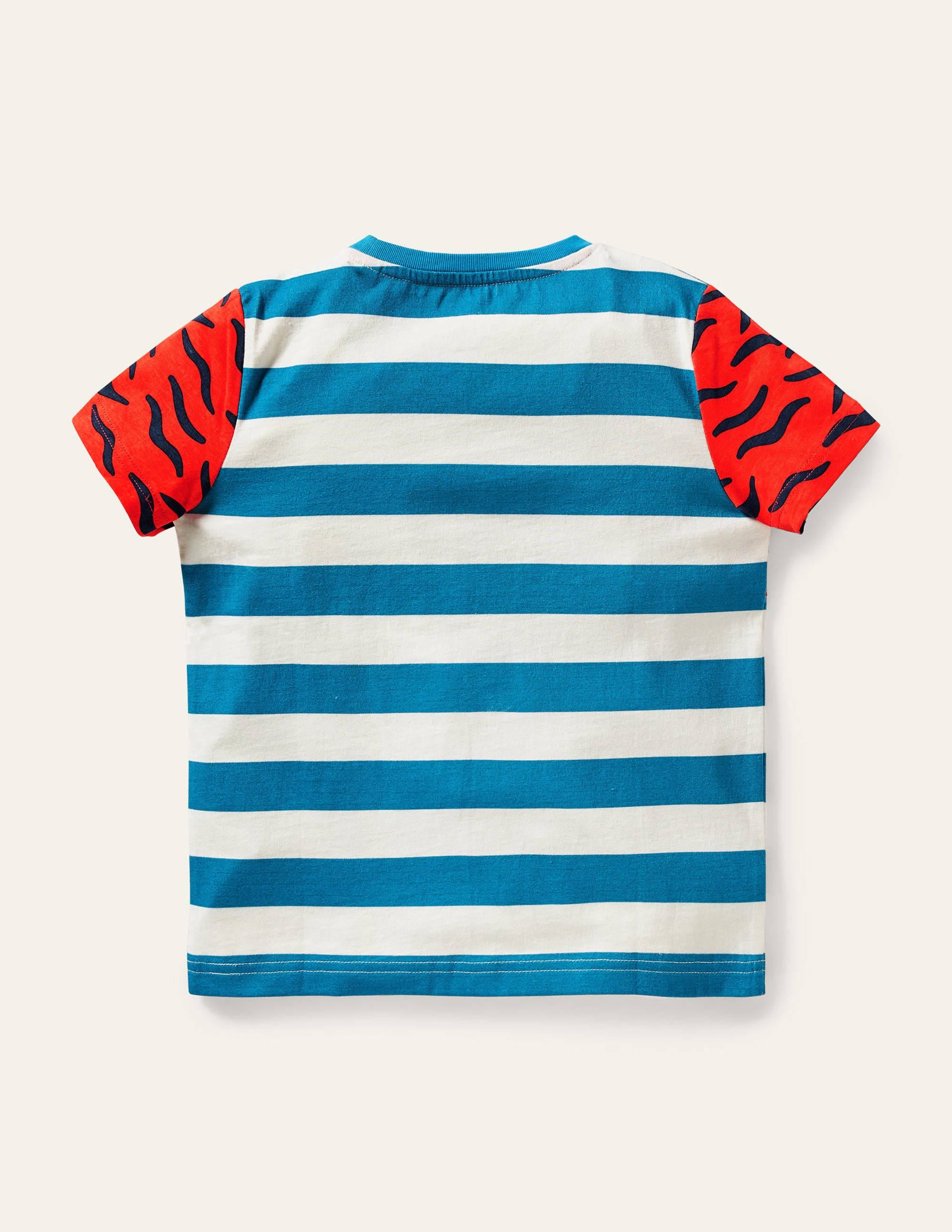 Big Cat Appliqué T-shirt-Moroccan Blue Tigers - Image 2