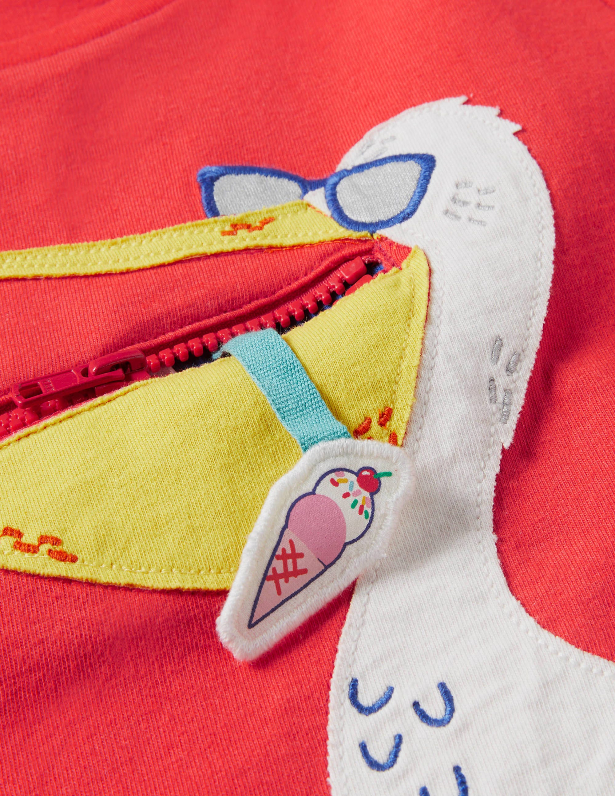Lift-the-flap Animal T-shirt-Strawberry Tart Red Pelican - Image 3