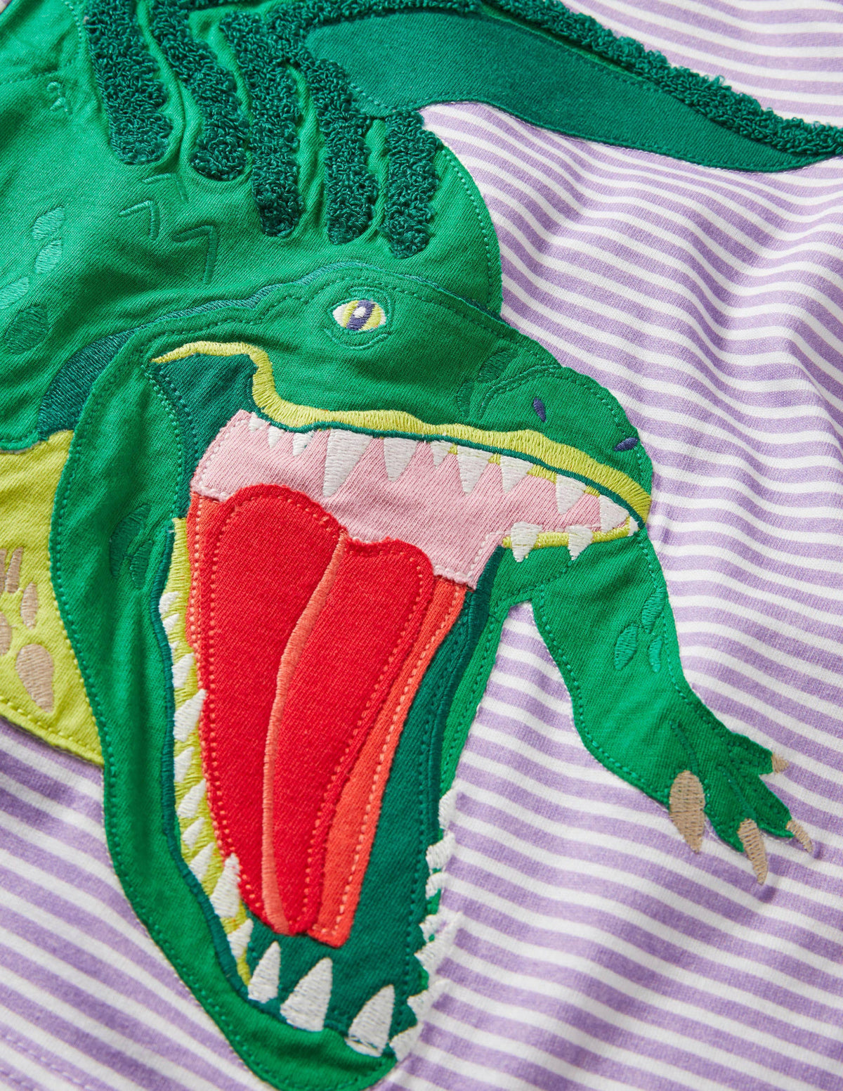 Stripy Animal Appliqué T-shirt-Cool Violet Purple Crocodile-3
