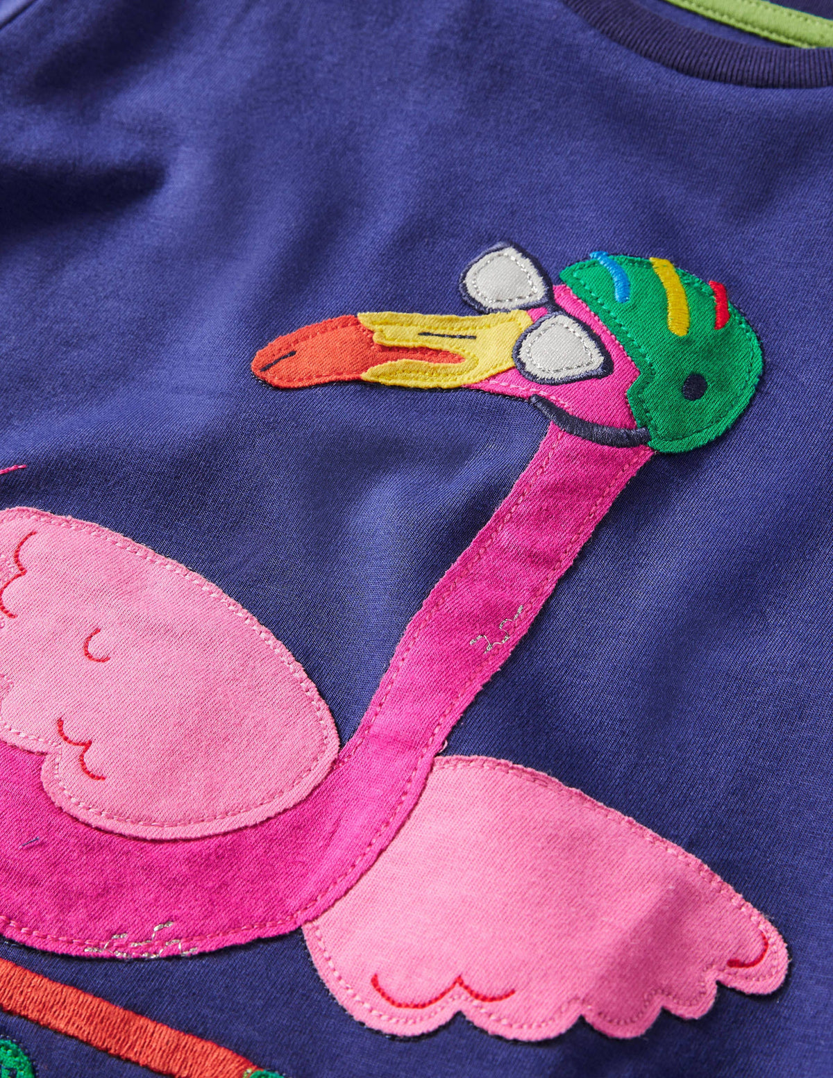 Funny Animals Appliqué T-shirt-Starboard Blue Flamingo - Image 3