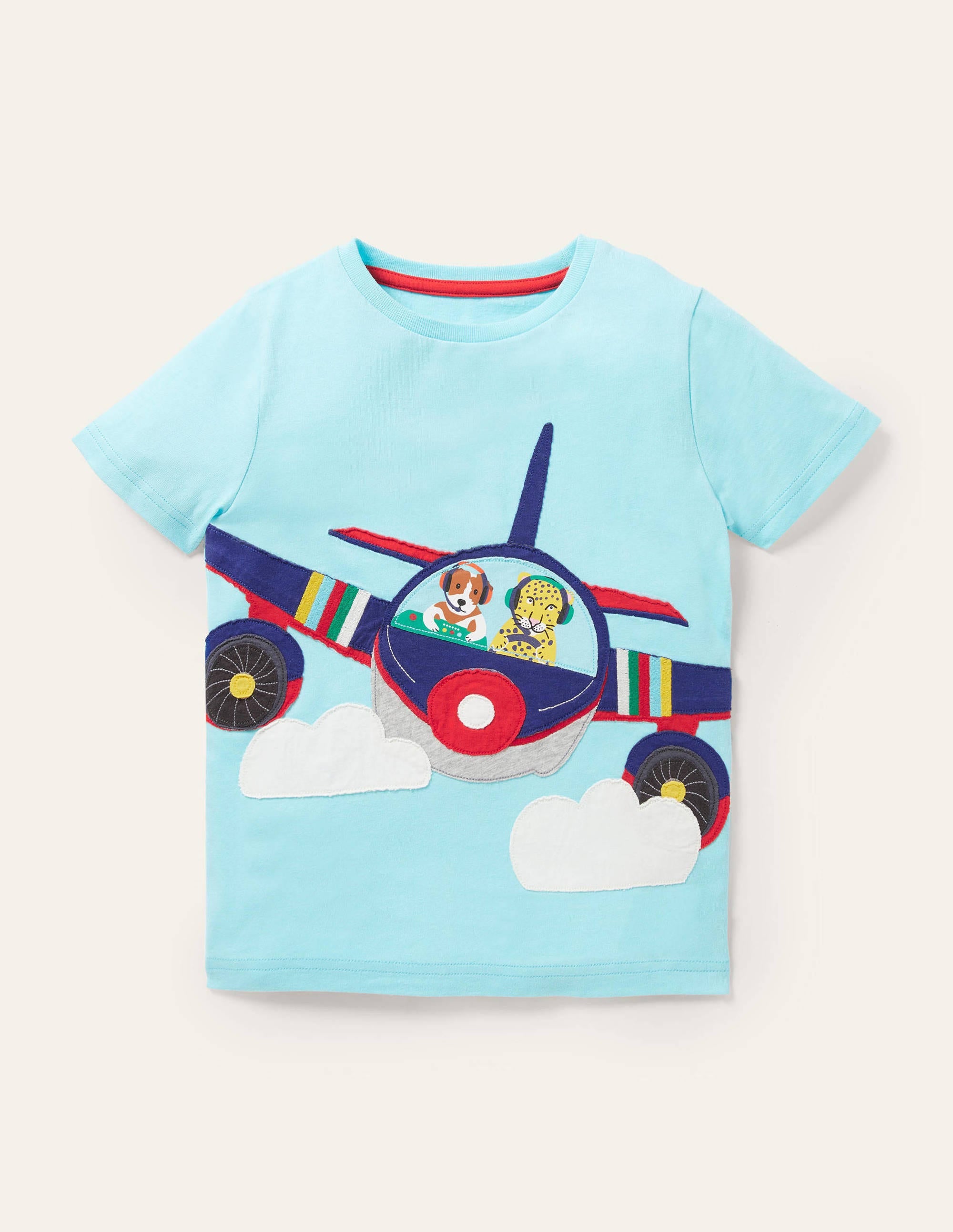 Front & Back Appliqué T-shirt-Georgian Blue Plane - Image 1
