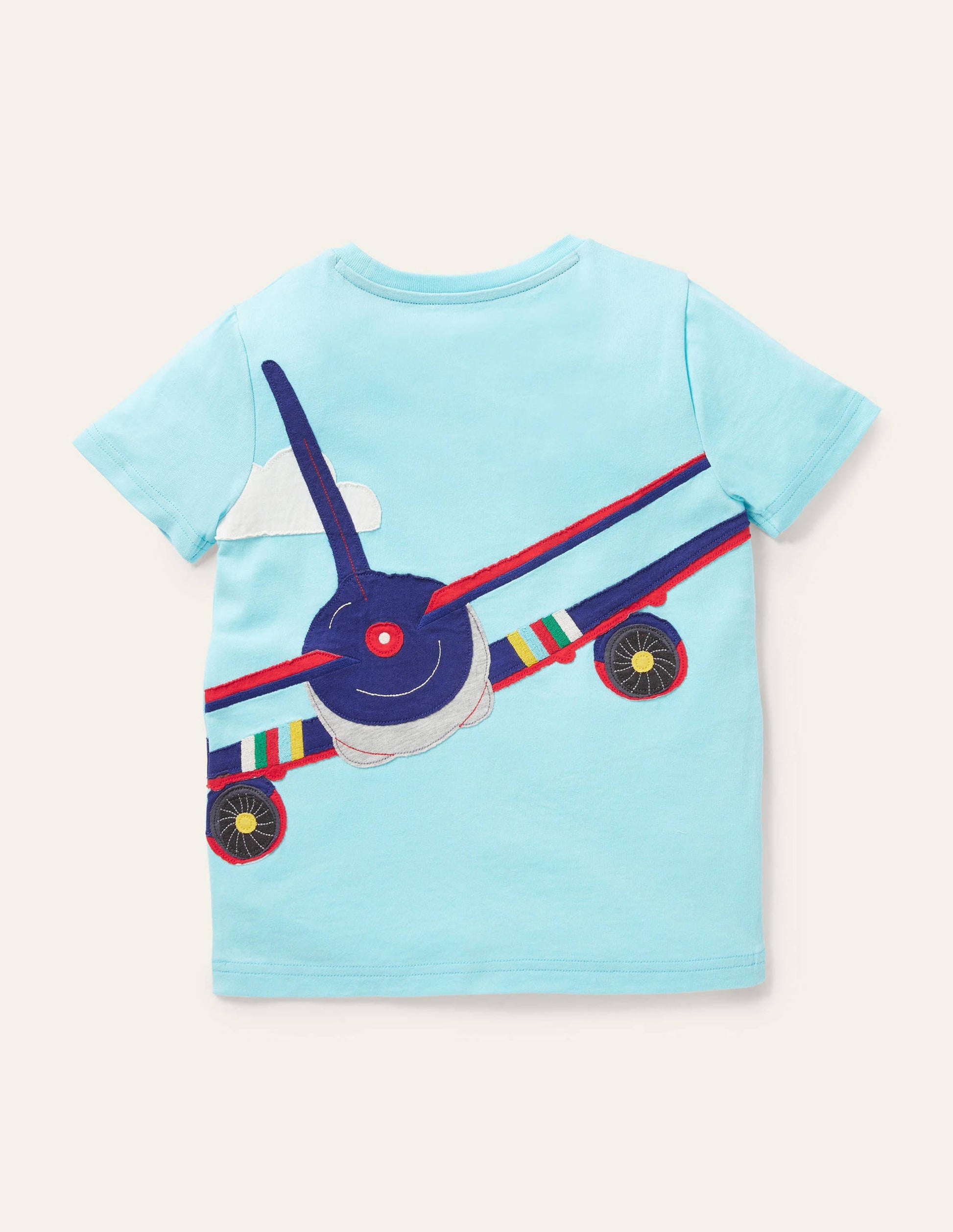 Front & Back Appliqué T-shirt-Georgian Blue Plane-2