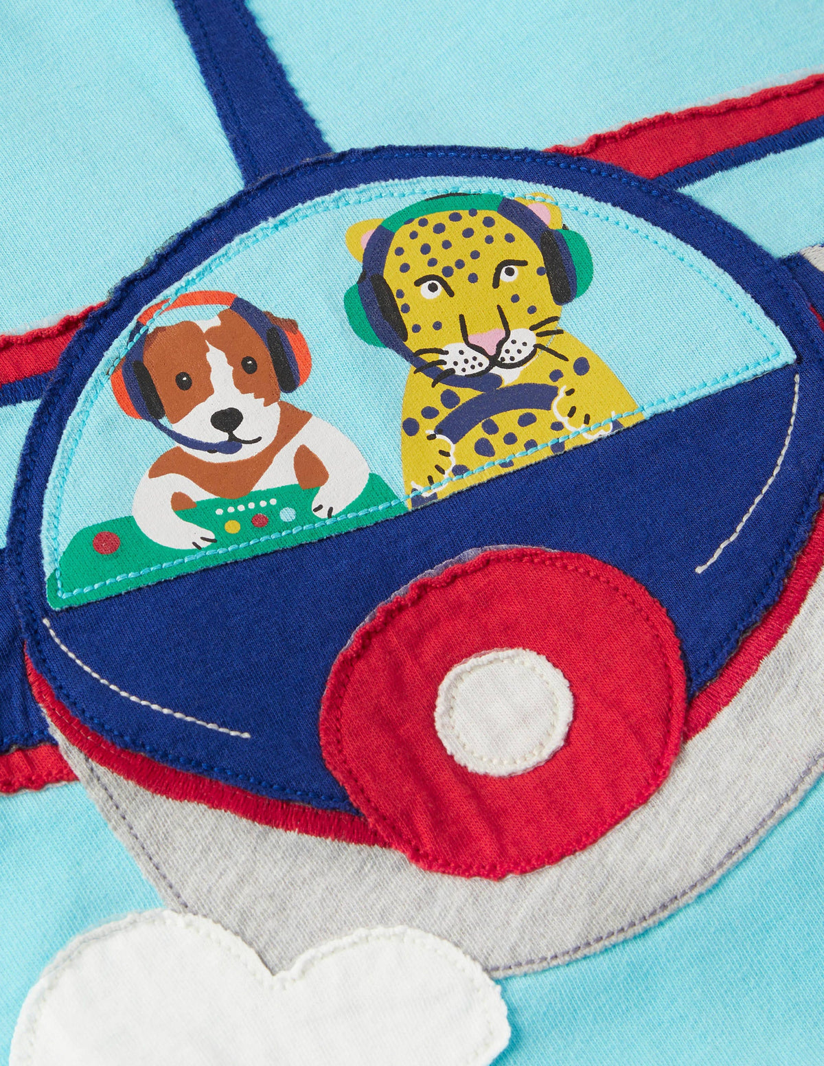 Front & Back Appliqué T-shirt-Georgian Blue Plane - Image 3